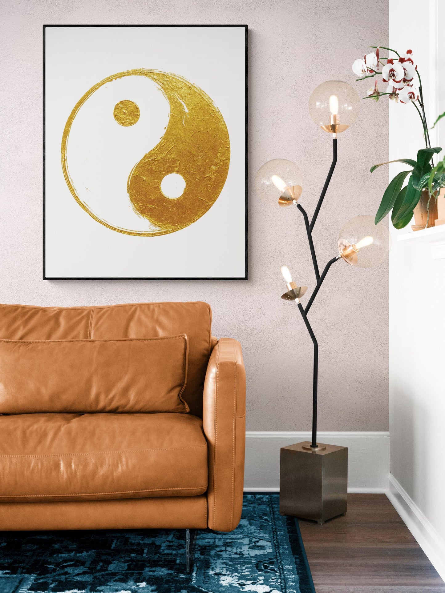 Golden Yin Yang Art Print | Minimalist Taoist Zen Symbol | Harmony | Home Decor Poster