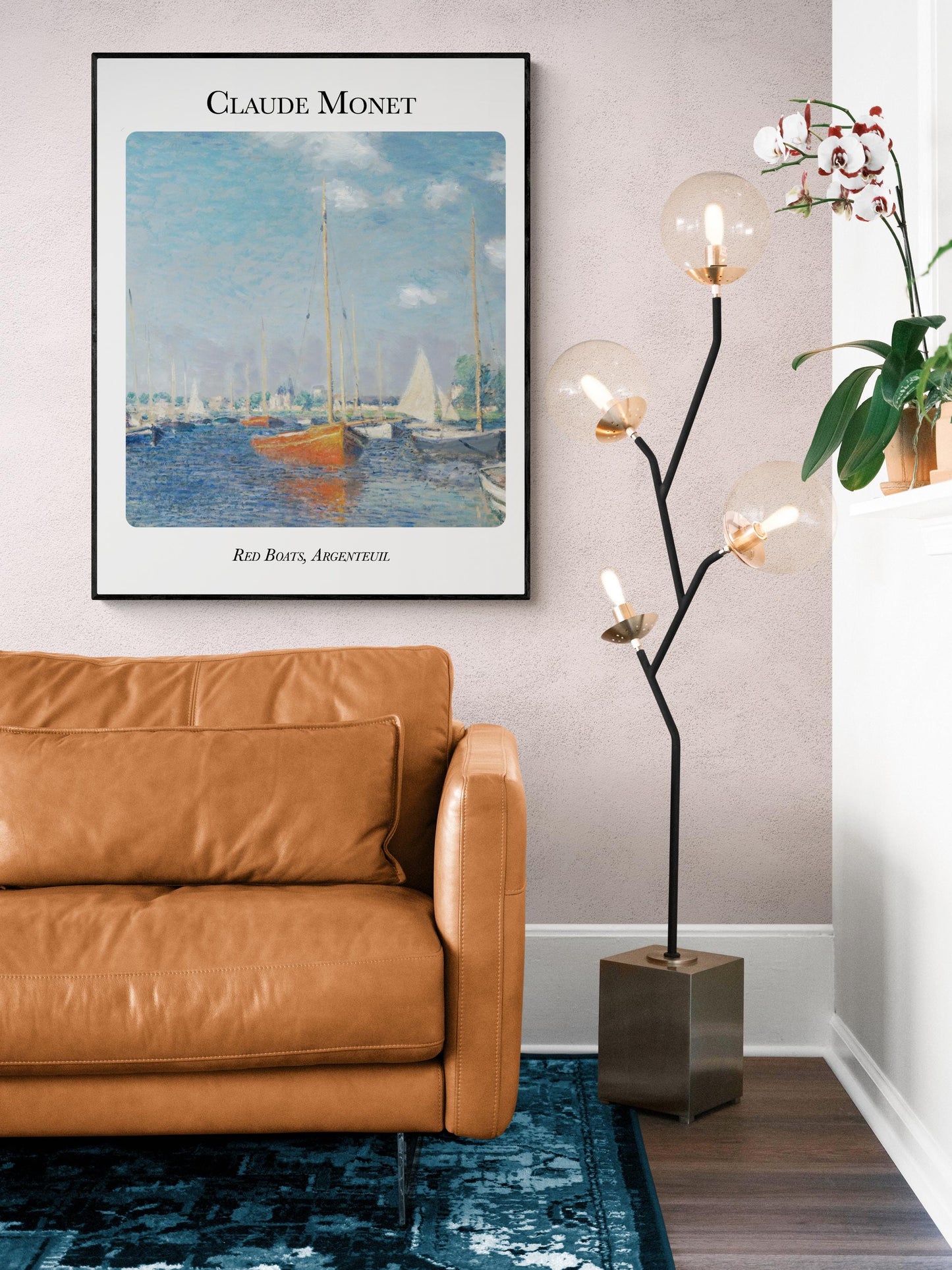 Claude Monet Red Boats Art Print – Red Boats at Argenteuil Impressionist Painting – French Landscape Reproduction – Unframed Fine Art Decor