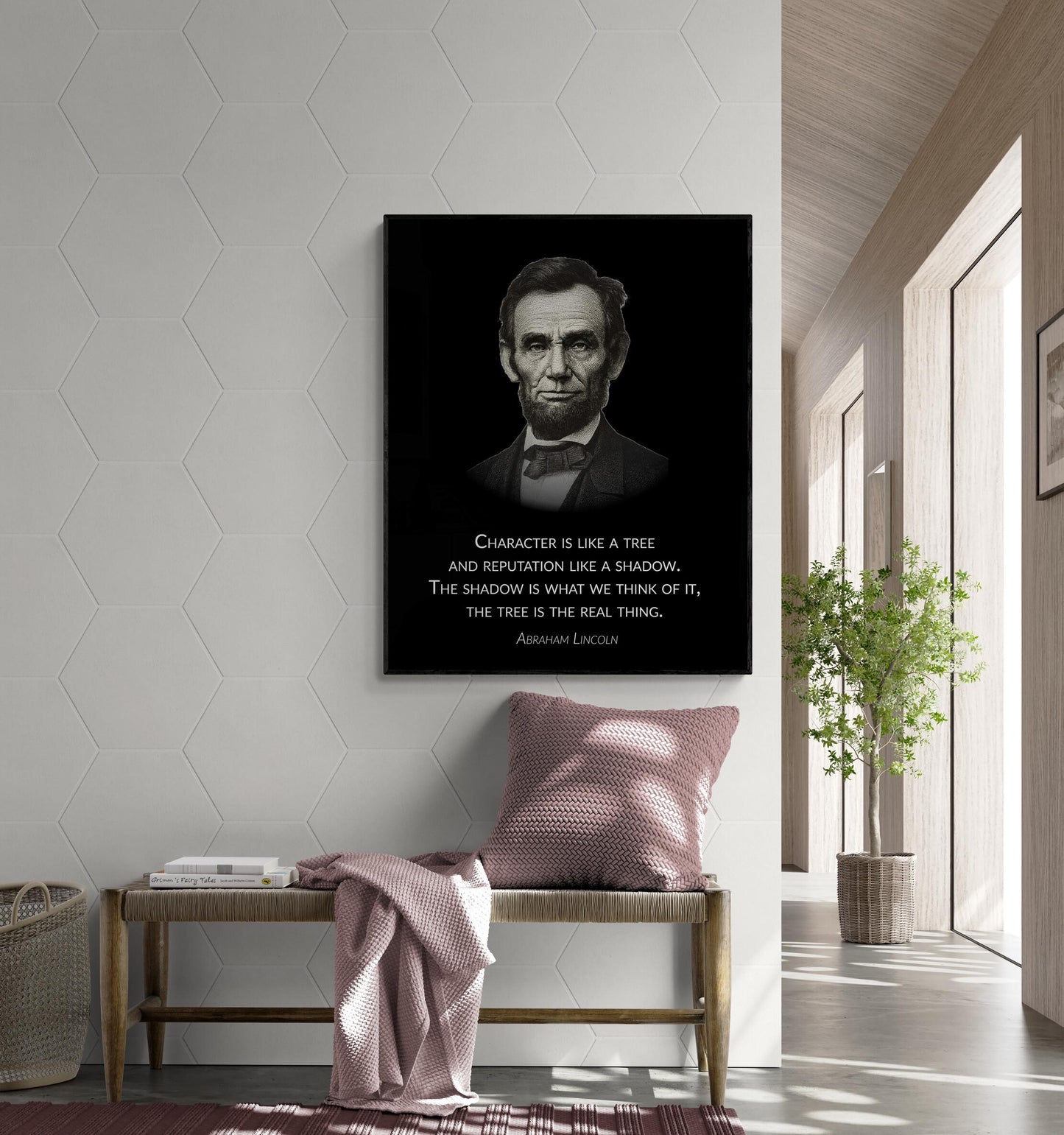 Abraham Lincoln Quote Art Print | Character is like a tree | Inspirational Historical Wall Art | Living Room | Vintage Portrait Poster