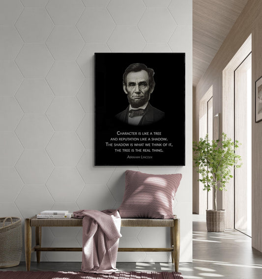 Abraham Lincoln Quote Art Print | Character is like a tree | Inspirational Historical Wall Art | Living Room | Vintage Portrait Poster