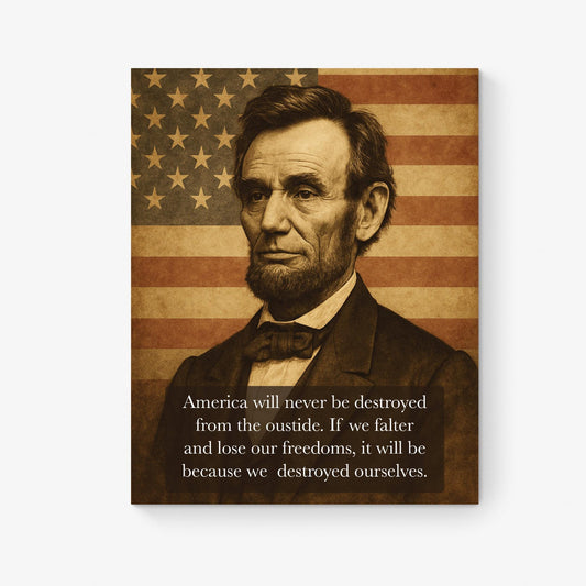 Abraham Lincoln Quote Art Print | Patriotic Vintage | America Will Never Be Destroyed From the Outside | Home Decor | History Poster