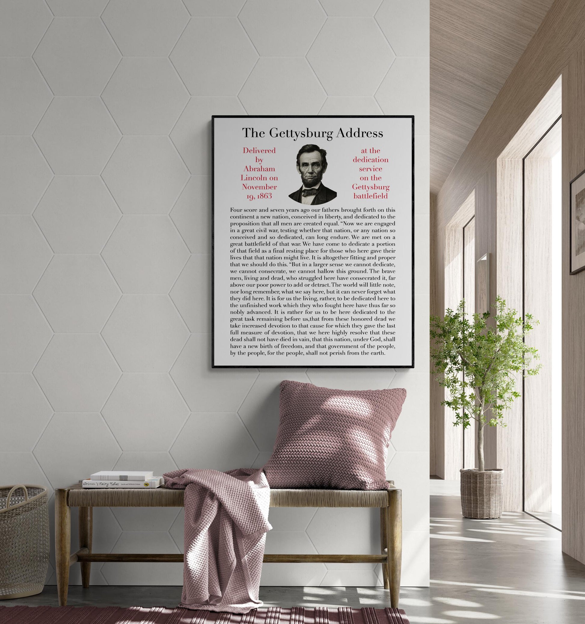 Gettysburg Address Art Print | Abraham Lincoln | Historic Patriotic Quote | United States | American History Poster