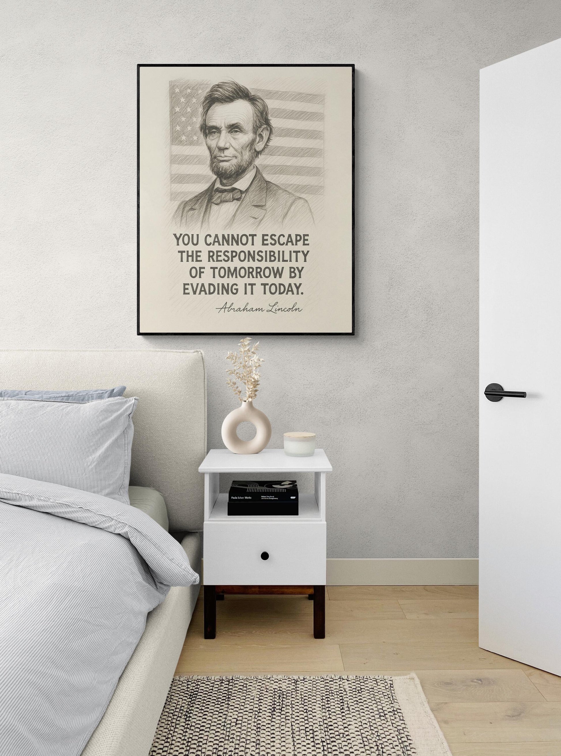 Abraham Lincoln Quote Art Print | Responsibility of Tomorrow | Vintage Sketch Style Wall Decor | Historical Motivation | Home Decor Poster