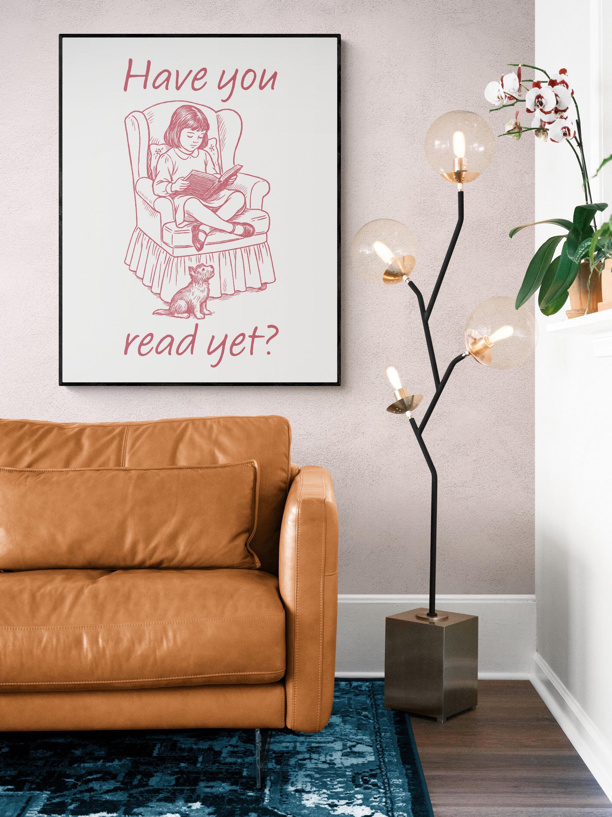Vintage Book Art Print | Have You Read Yet | Girl Reading With A Puppy | Children's Room | Kids Literary Home Decor | Vintage Nursery Poster