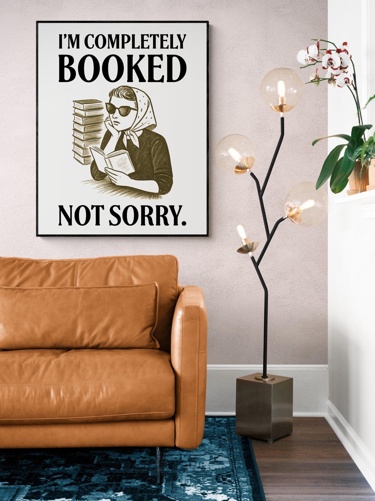 Funny Retro Book Art Print | I'm Completely Booked | Literary Home Decor | Vintage Woman Poster
