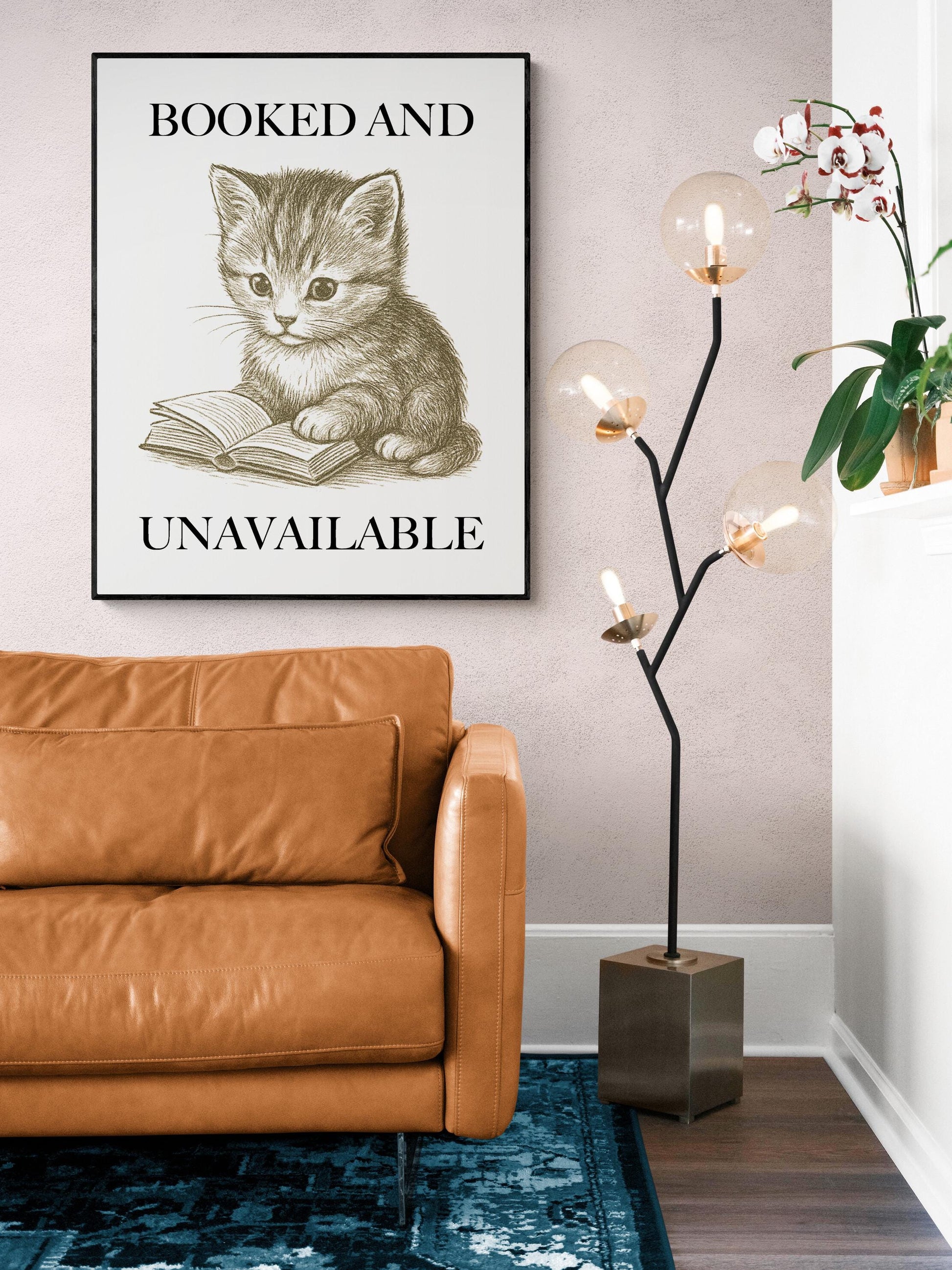 Funny Reading Art Print | Book Worm | Kitten | Literary Home Decor | Vintage Reader | Inspirational Poster