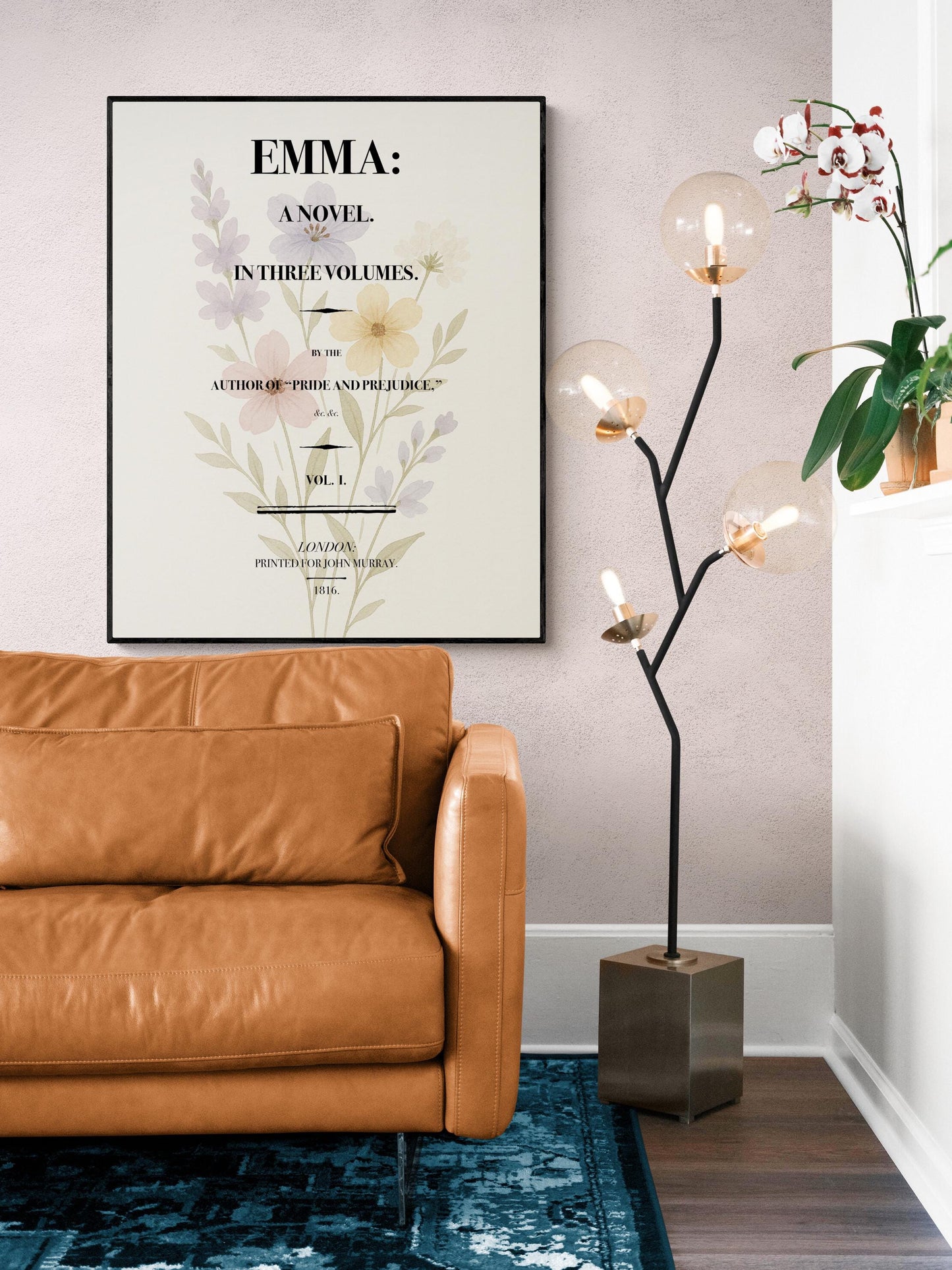 Jane Austen Emma Title Page Art Print | Regency Era Book Cover Worm | Literary Inspirational | Motivational Floral | Home Decor Poster