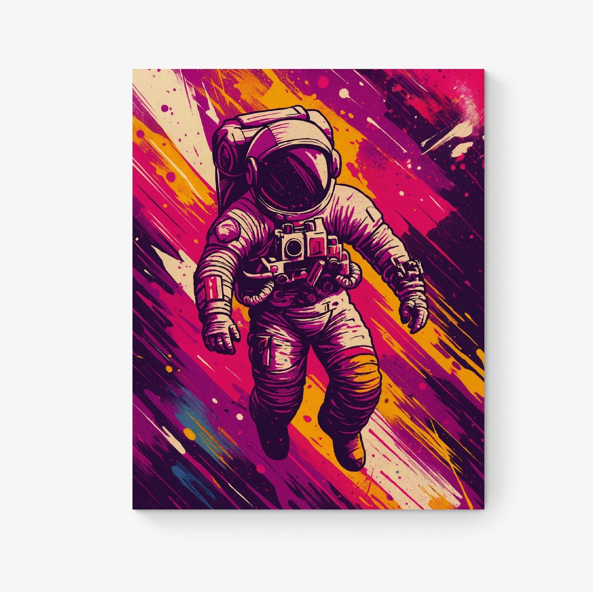 Retro Space Astronaut Art Print – Psychedelic Neon Pop Art Wall Decor for Sci-Fi Lovers Artwork | Living Room Artwork | Home Decor Poster