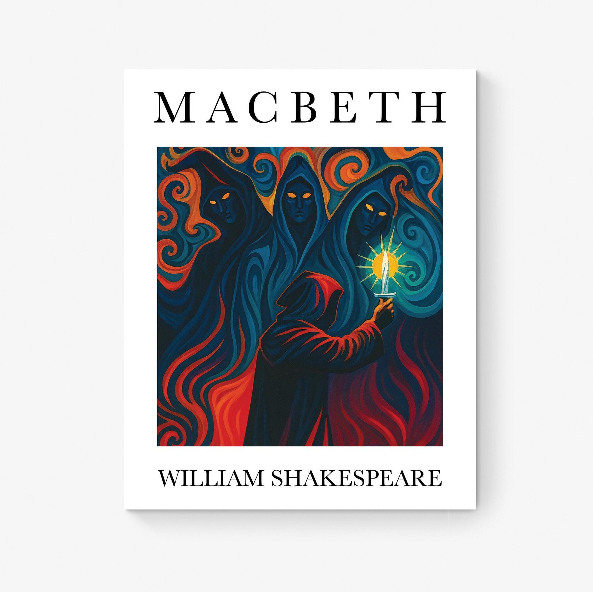 Shakespeare Art Print Poster | Macbeth Meets The Witches | Living Room | Literature Literary Book | Inspirational Motivational | Home Decor