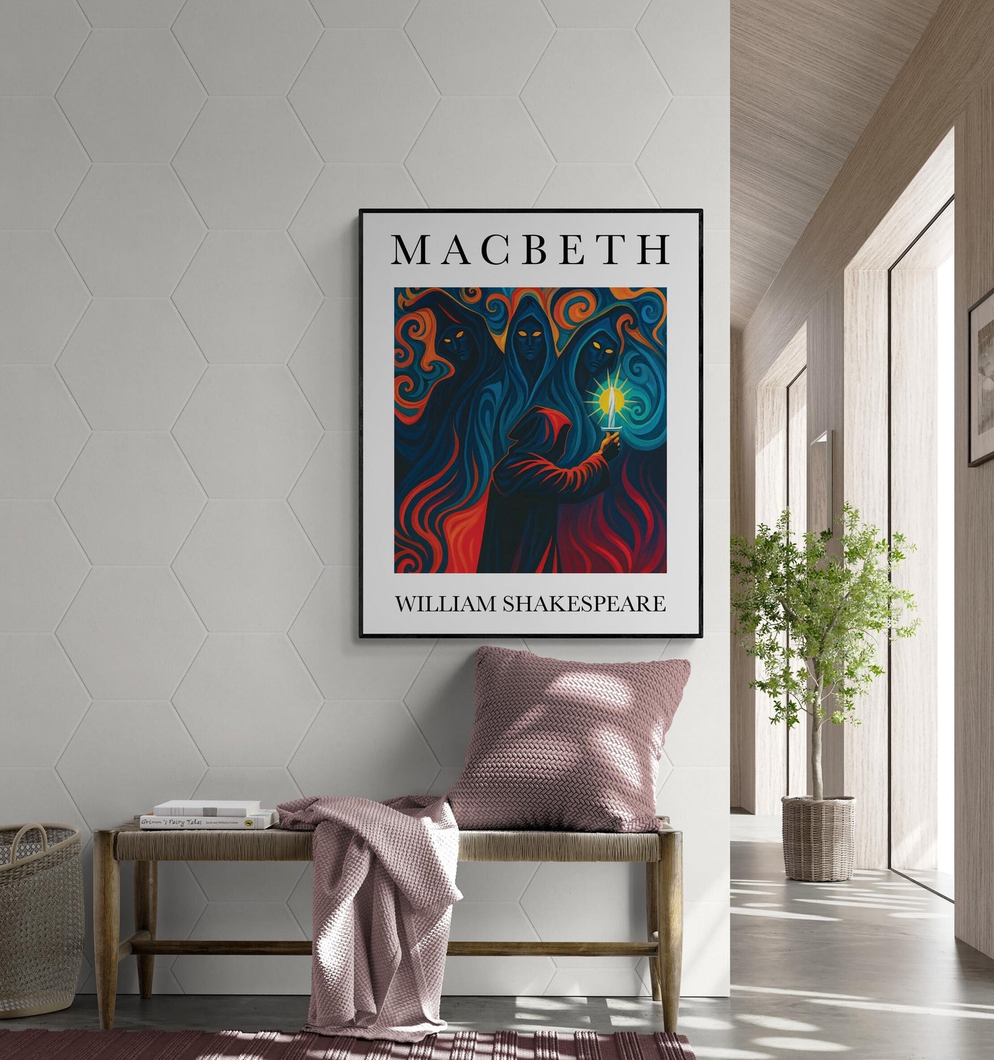 Shakespeare Art Print Poster | Macbeth Meets The Witches | Living Room | Literature Literary Book | Inspirational Motivational | Home Decor