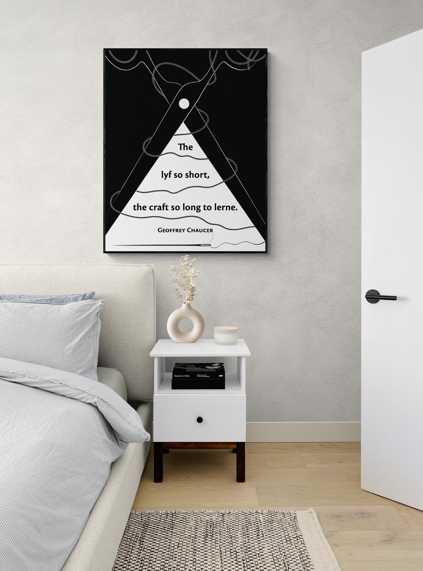 Geoffrey Chaucer Quote Art Print The lyf so short, the craft so long to lerne | Literary Poetry Wall Art | Inspirational Living Room Poster