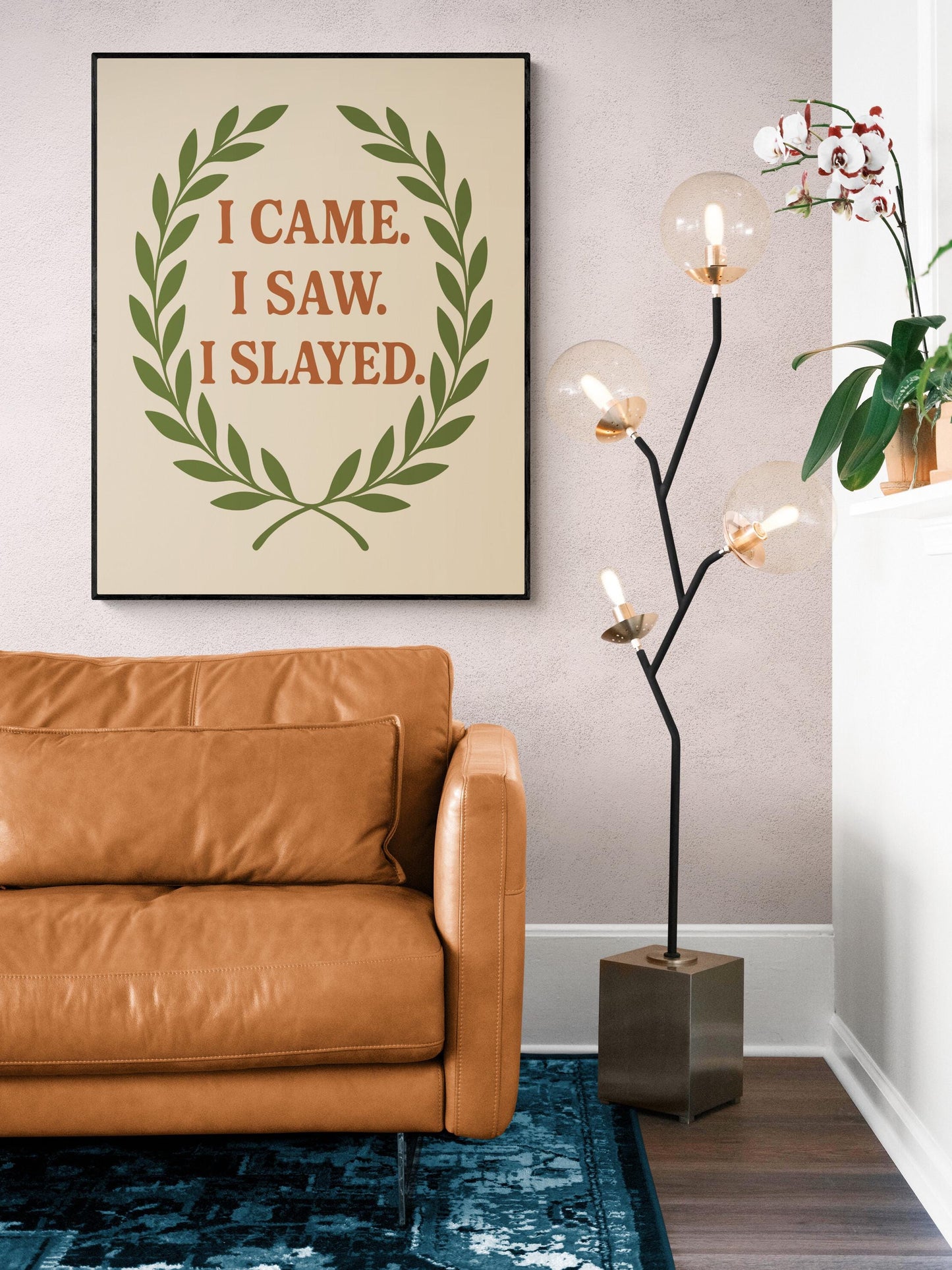 Gen Z Humor Art Print – I Came I Saw I Slayed – Julius Caesar Slang Home Decor – Inspirational Living Room Gift – Laurel Wreath Poster
