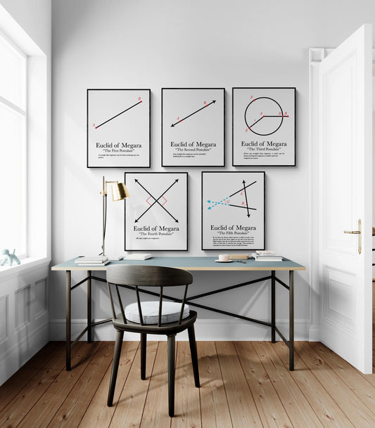 Euclid's Five Postulates Art Print Series | Mathematics Geometric Decor | Geometry Math | Educational | Teacher School Classroom Artwork