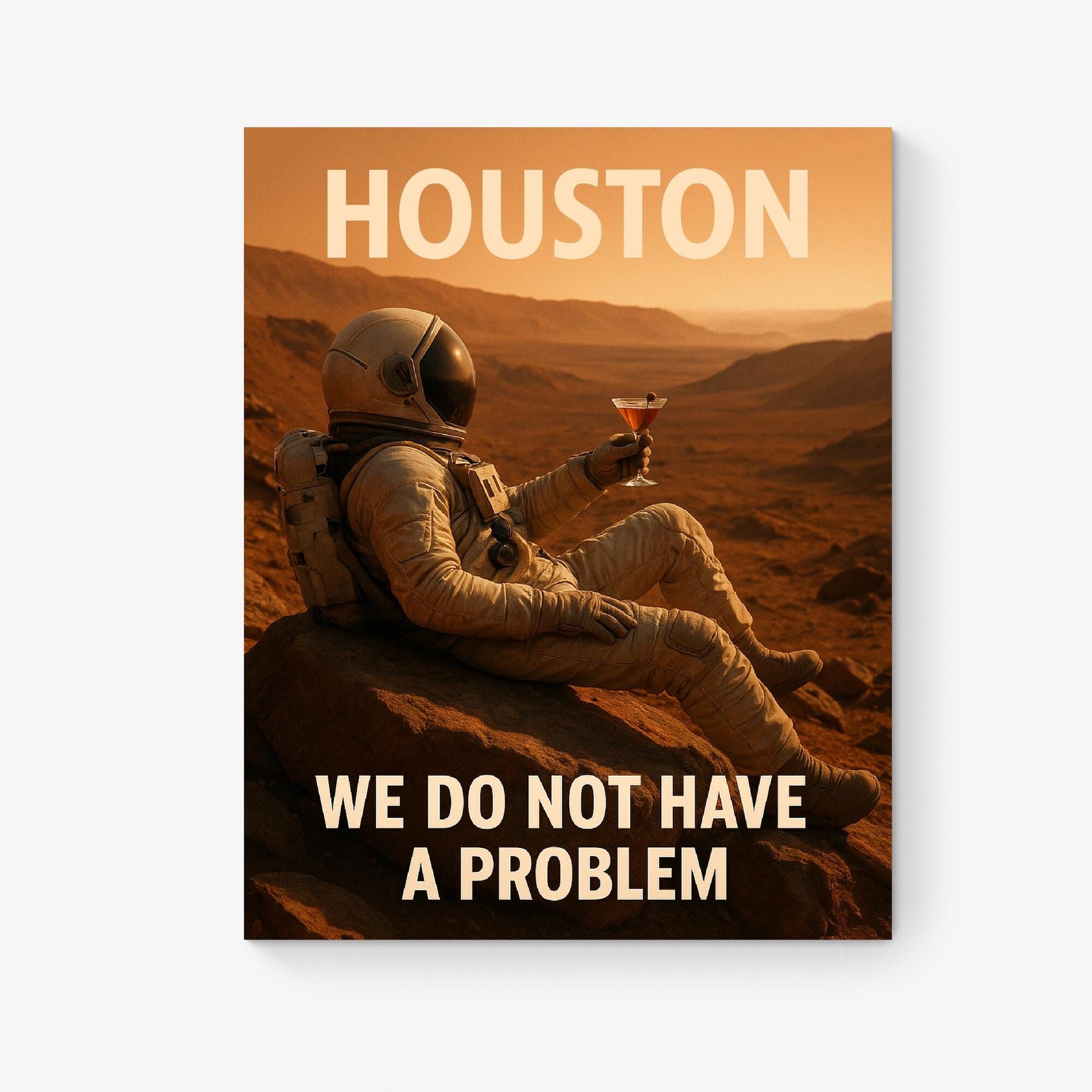 Houston Astronaut Art Print – Relaxing Space Explorer Art Wall Decor | Retro Sci-Fi Lovers Artwork | Living Room Artwork Home Decor Poster