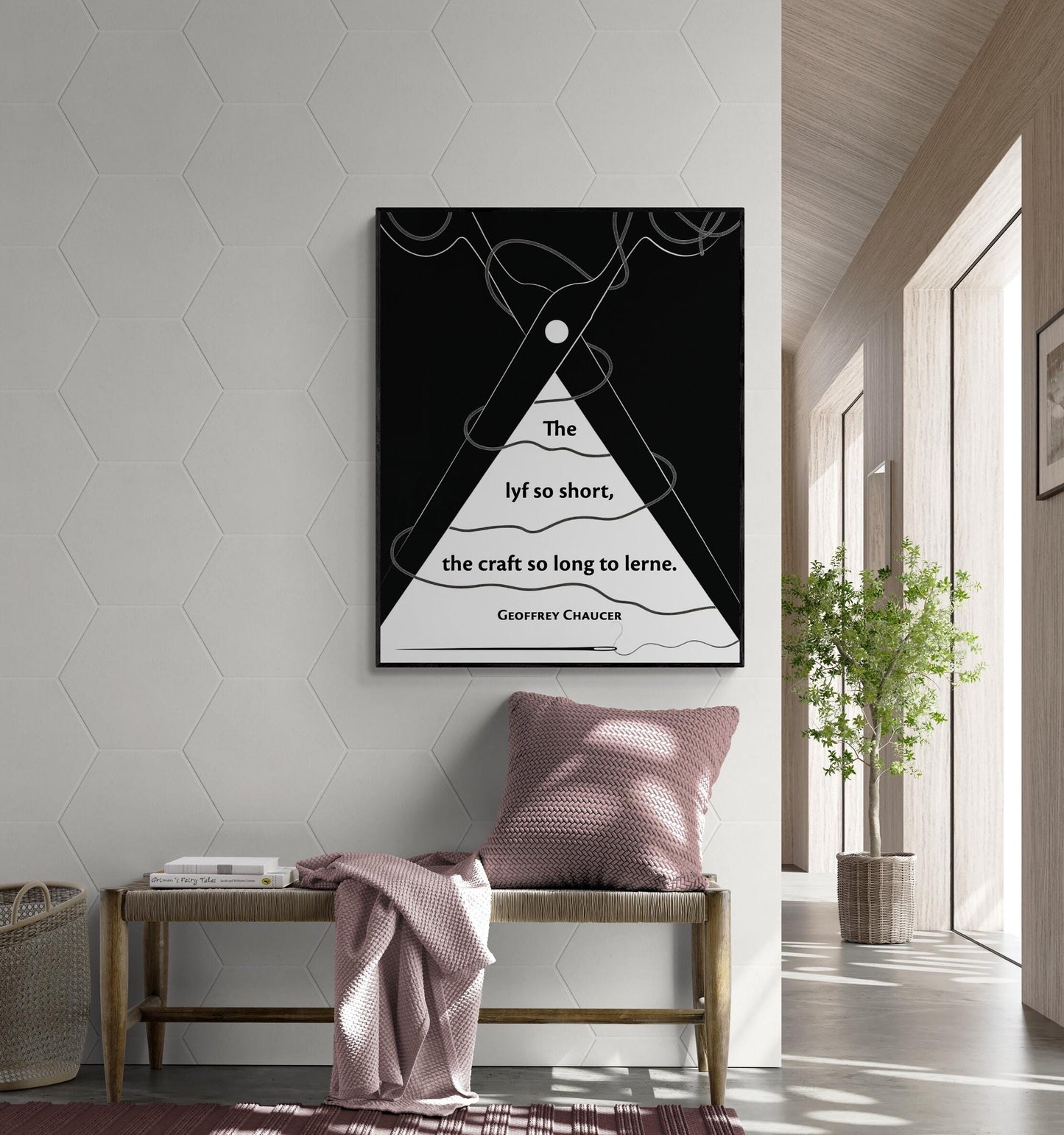 Geoffrey Chaucer Quote Art Print The lyf so short, the craft so long to lerne | Literary Poetry Wall Art | Inspirational Living Room Poster