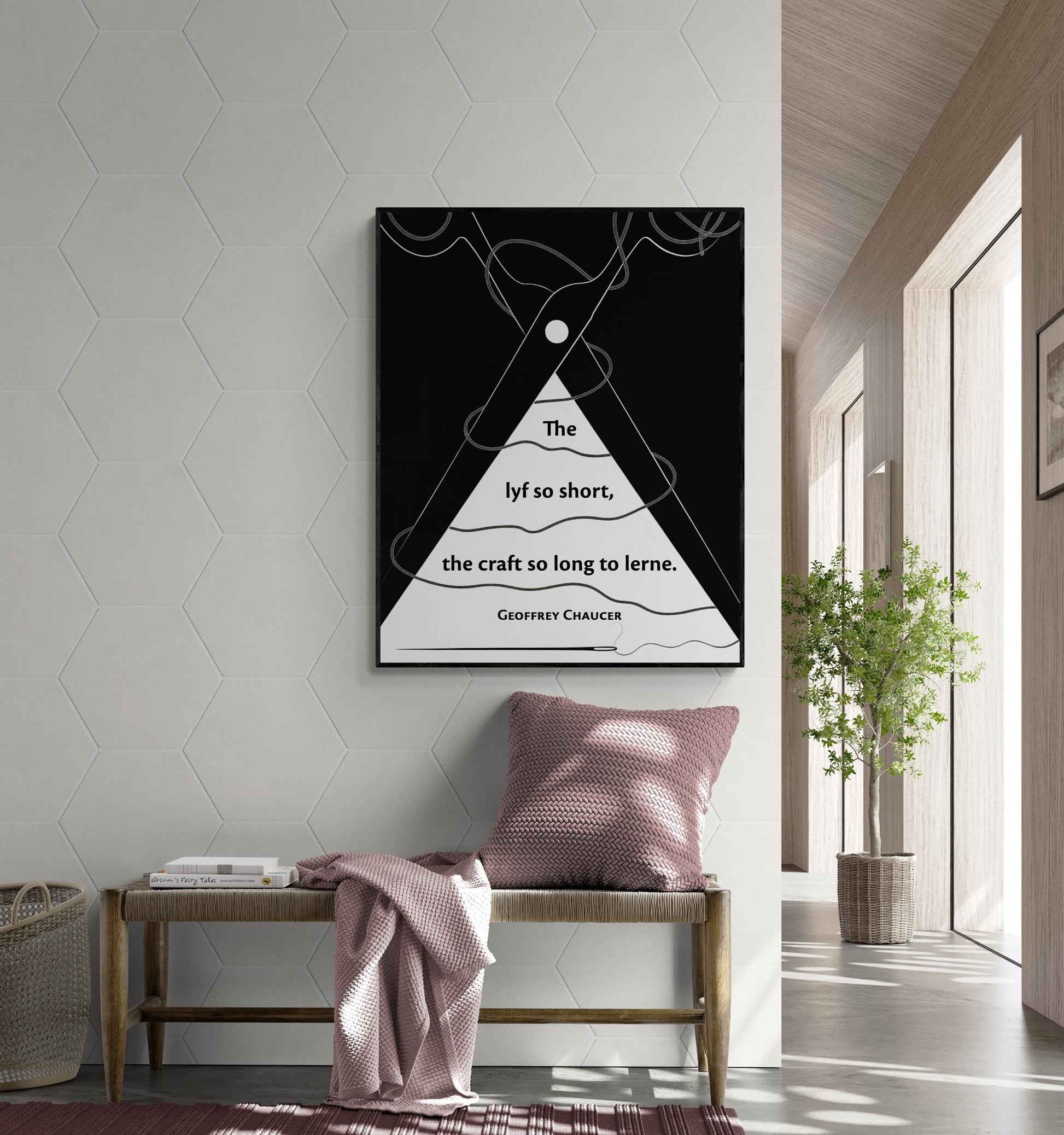 Geoffrey Chaucer Quote Art Print The lyf so short, the craft so long to lerne | Literary Poetry Wall Art | Inspirational Living Room Poster