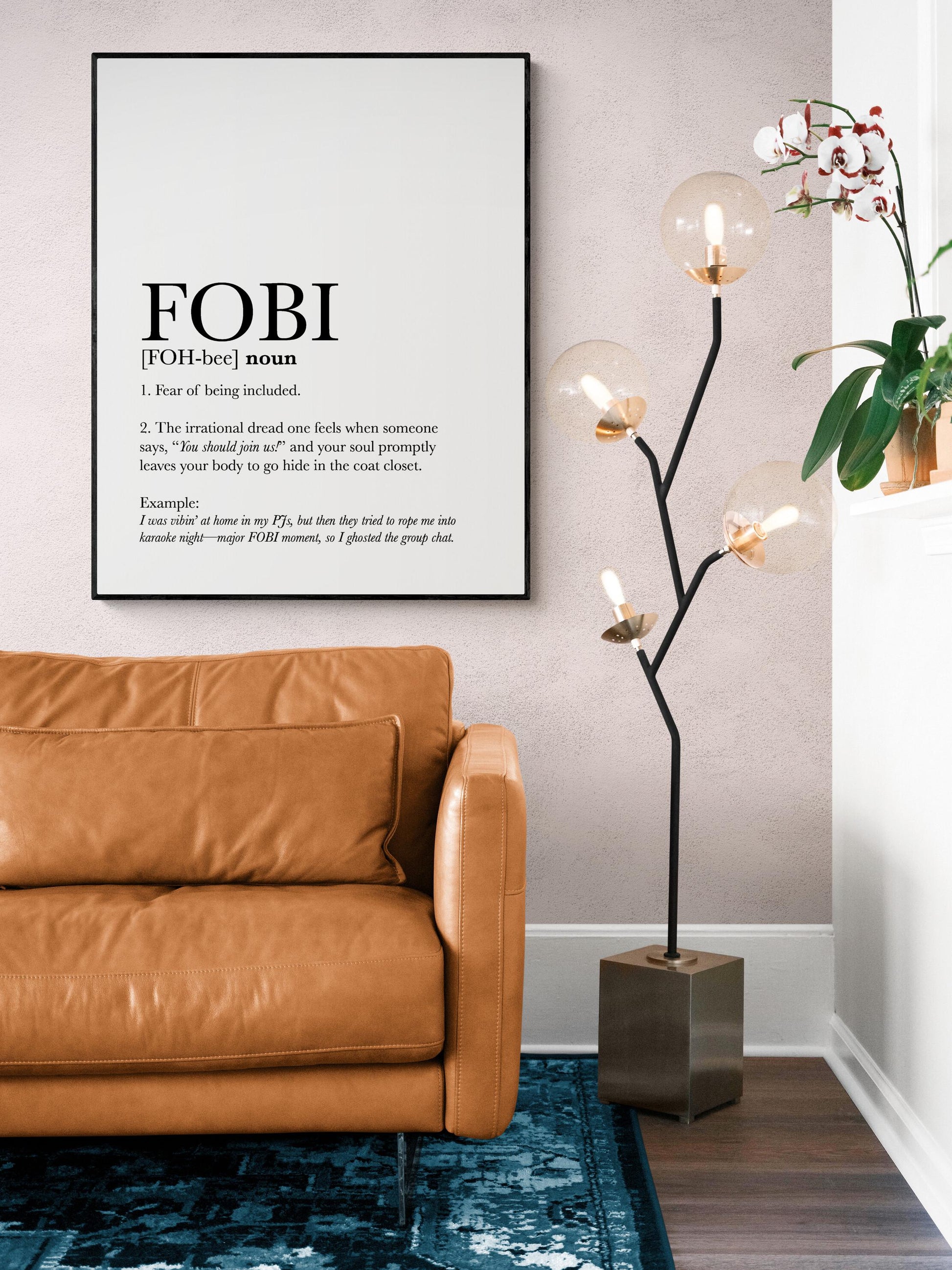 Funny Dictionary Quote Art Print – FOBI Definition – Motivational Introvert Home Decor – Inspirational Living Room – Poster