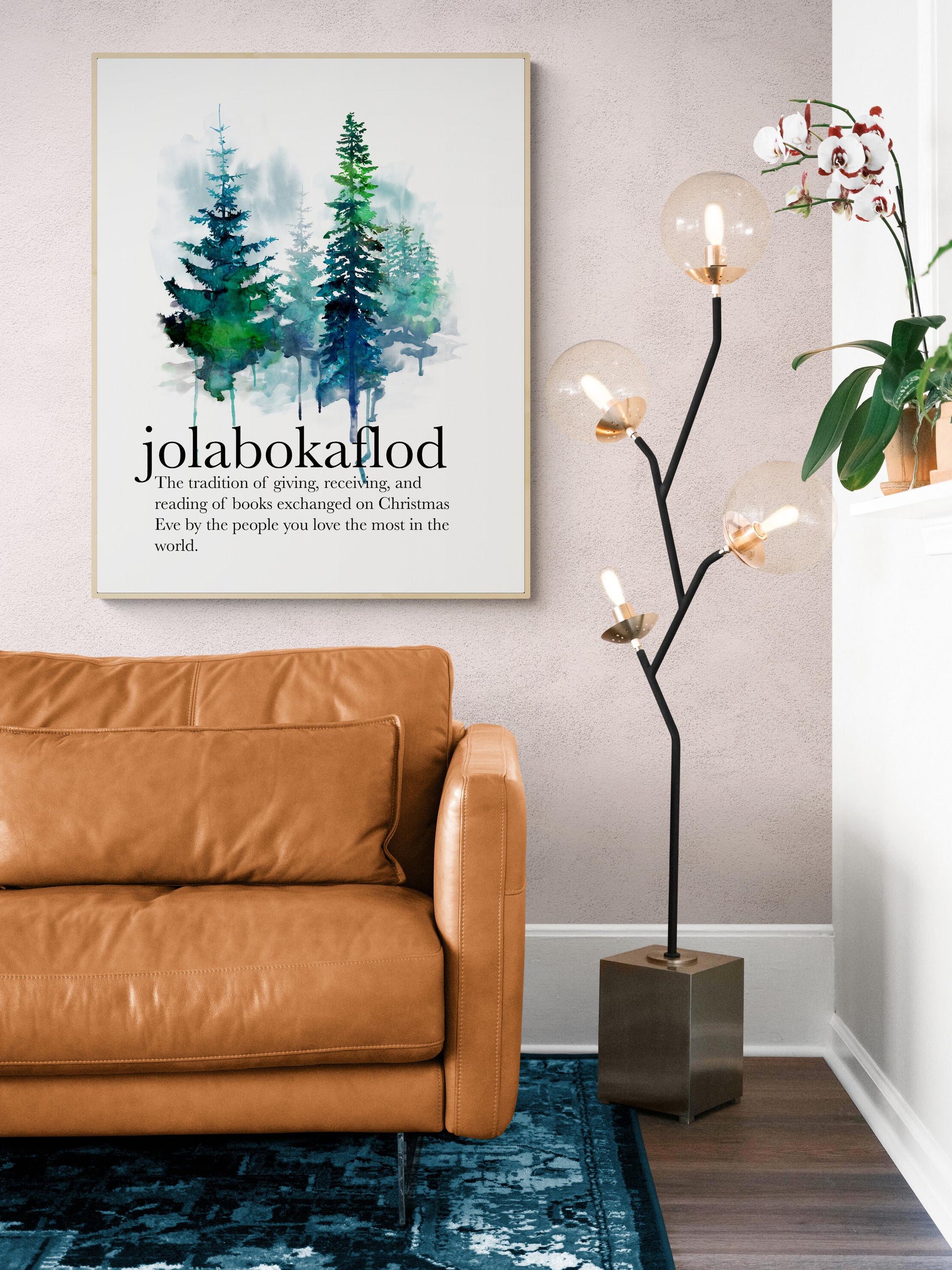 Jolabokaflod | Christmas Book Flood | Icelandic Holiday Tradition | Bibliophile | Pine Tree Art Print