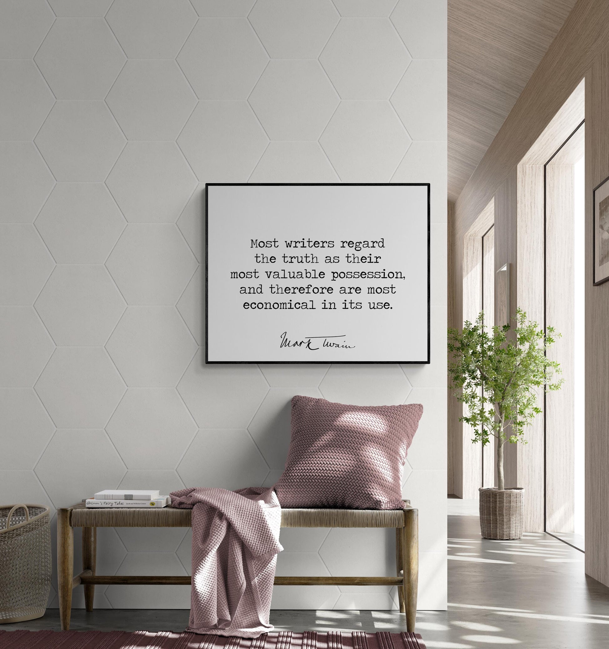 Most Writers Regard The Truth | Mark Twain Quote | Motivational | Book Page | Literary Home Decor | Living Room | Typography Art Print