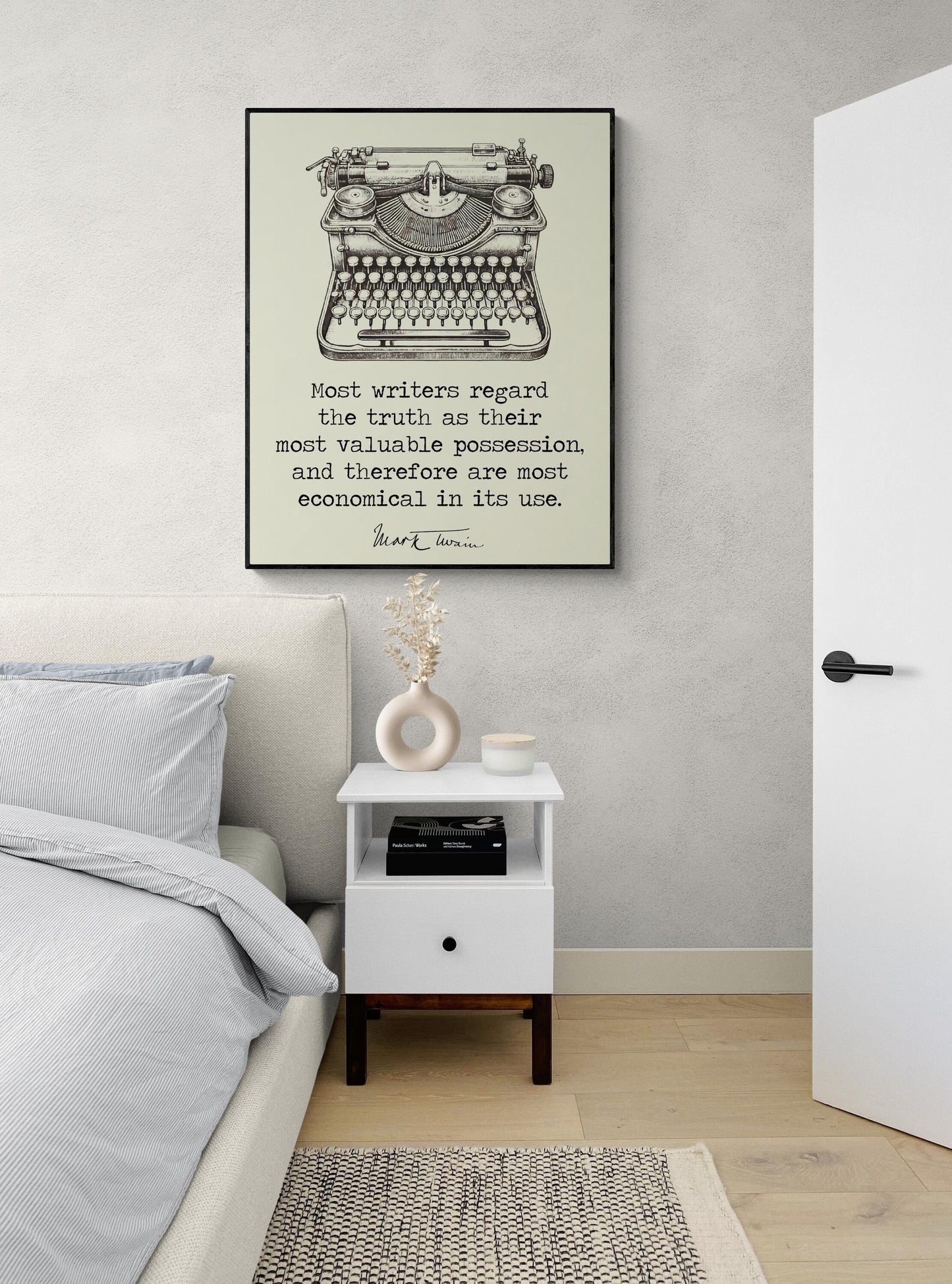Most Writers Regard The Truth | Mark Twain Quote | Line Drawing Motivational | Book | Literary Home Decor | Living Room | Art Print