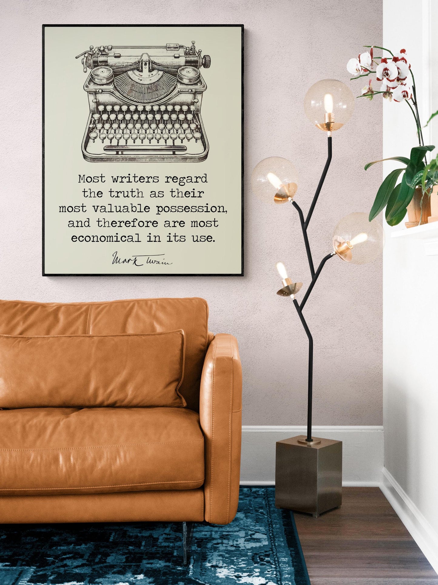 Most Writers Regard The Truth | Mark Twain Quote | Line Drawing Motivational | Book | Literary Home Decor | Living Room | Art Print