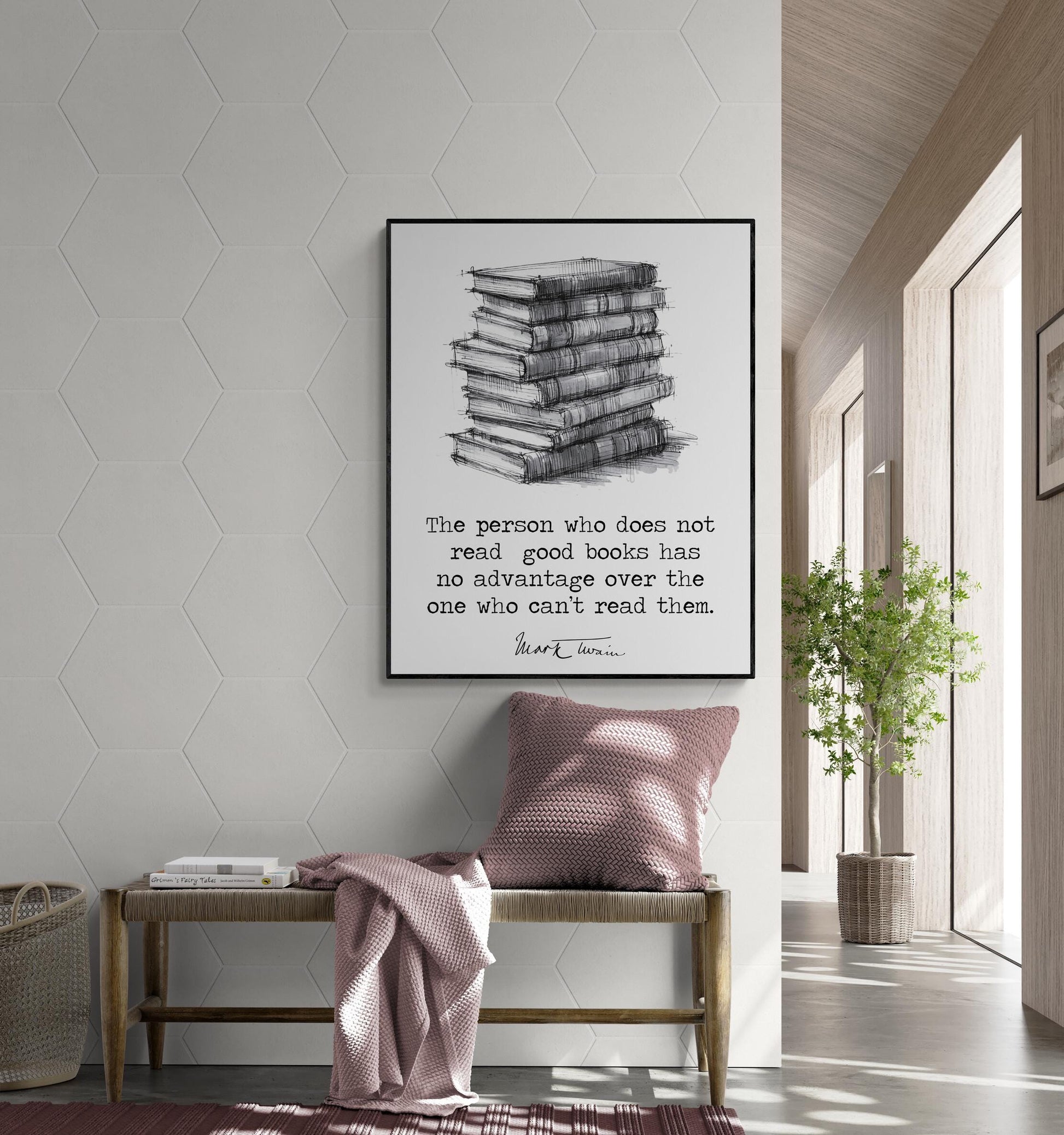 Twain Quote Art Print | The Person Who Does Not Read Good Books | Motivational | Literary Home Decor | Poster