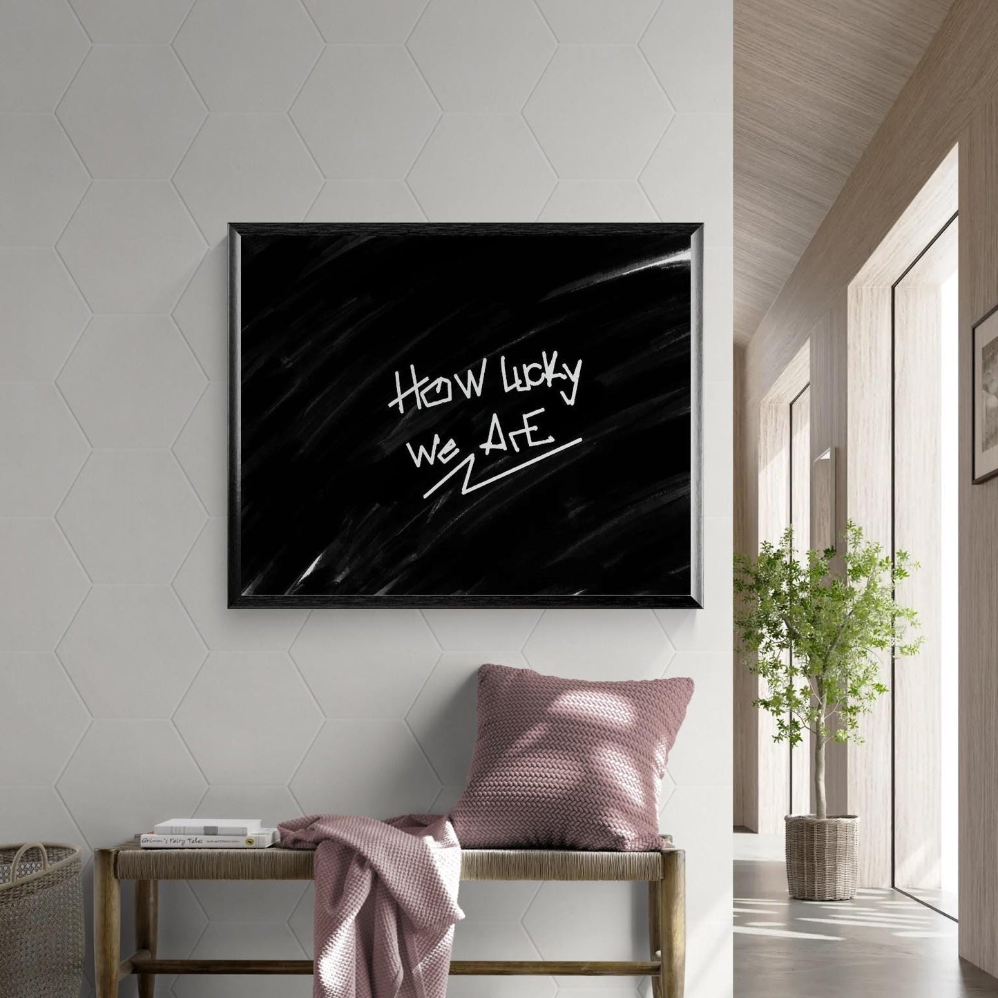 How Lucky We Are Art Print | Minimalist Home Decor | Inspirational Quote Poster