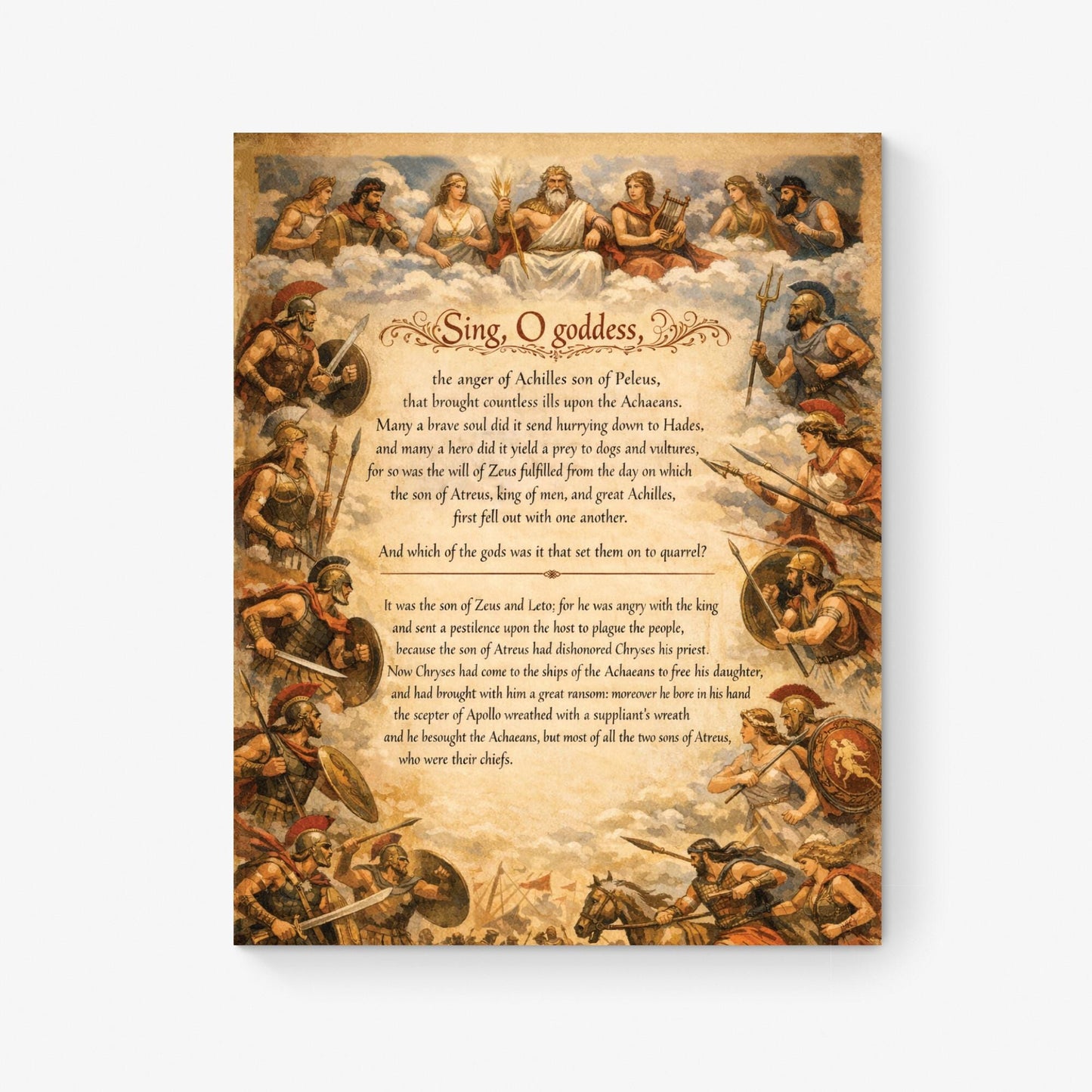 Iliad Art Print | Sing O Goddess The Anger Of Achilles | Homer Poem | Ancient Greece | Literary Home Decor Poster