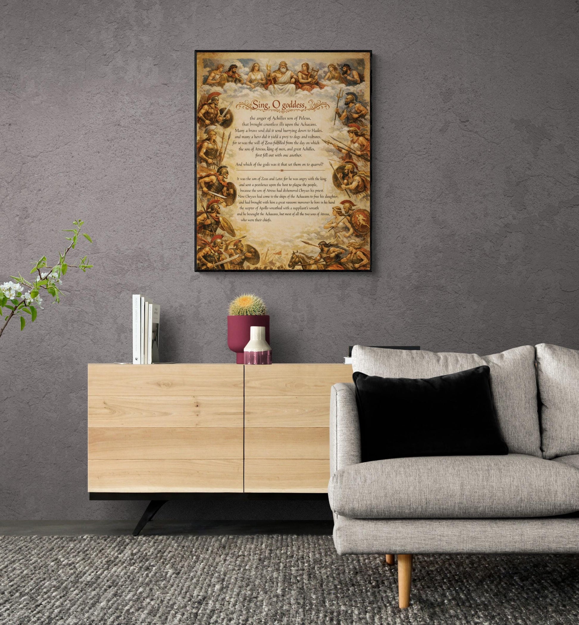 Iliad Art Print | Sing O Goddess The Anger Of Achilles | Homer Poem | Ancient Greece | Literary Home Decor Poster