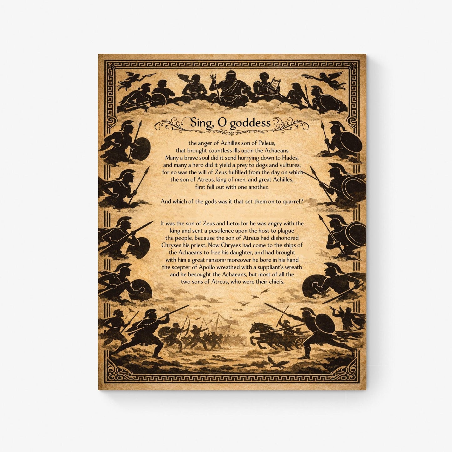 Iliad Art Print | Sing O Goddess The Anger Of Achilles | Homer Poem | Ancient Greece | Literary Home Decor | Poster