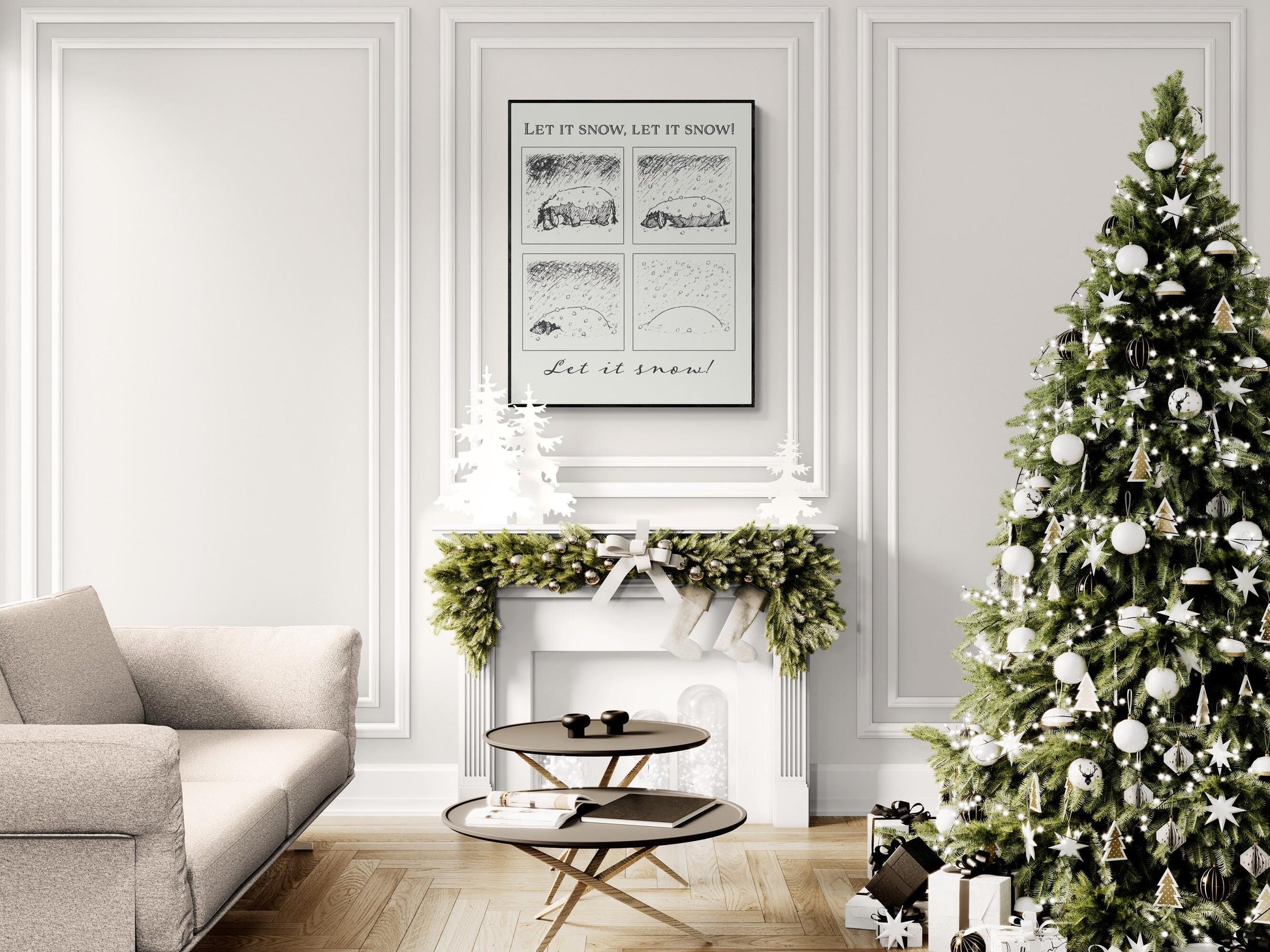 Let It Snow Eeyore Art Print | Winnie-the-Pooh | AA Milne | Children's Home Decor | Winter Poster