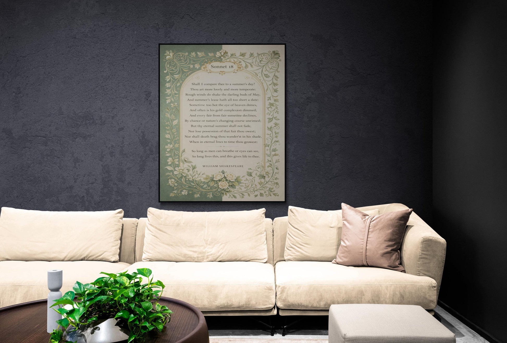 Shakespeare Sonnet 18 Quote Art Print | Shall I Compare Thee | Classic Literary Wall Artwork | Home Decor | William Morris Poster