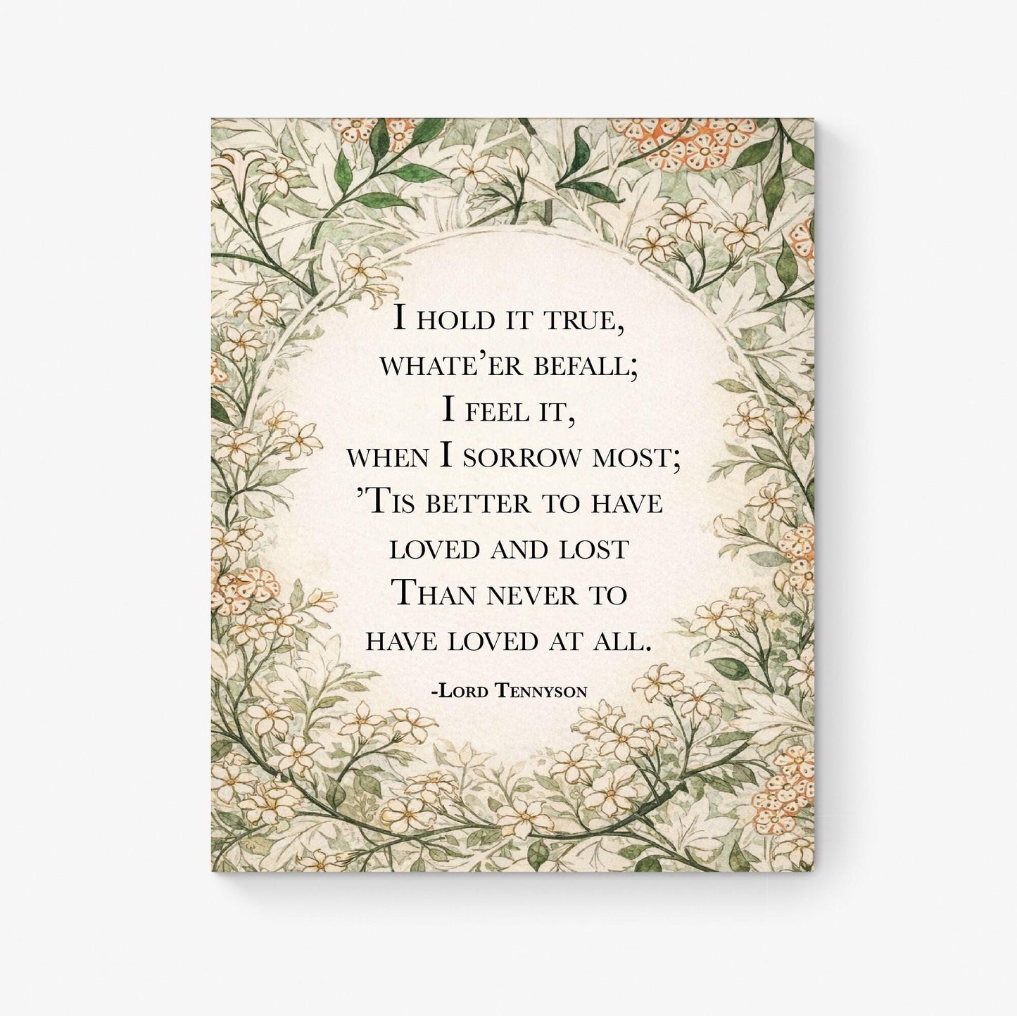 Remembrance Art Print | Lord Tennyson | Better To Have Loved And Lost | William Morris Home Decor | Floral Literary Poster