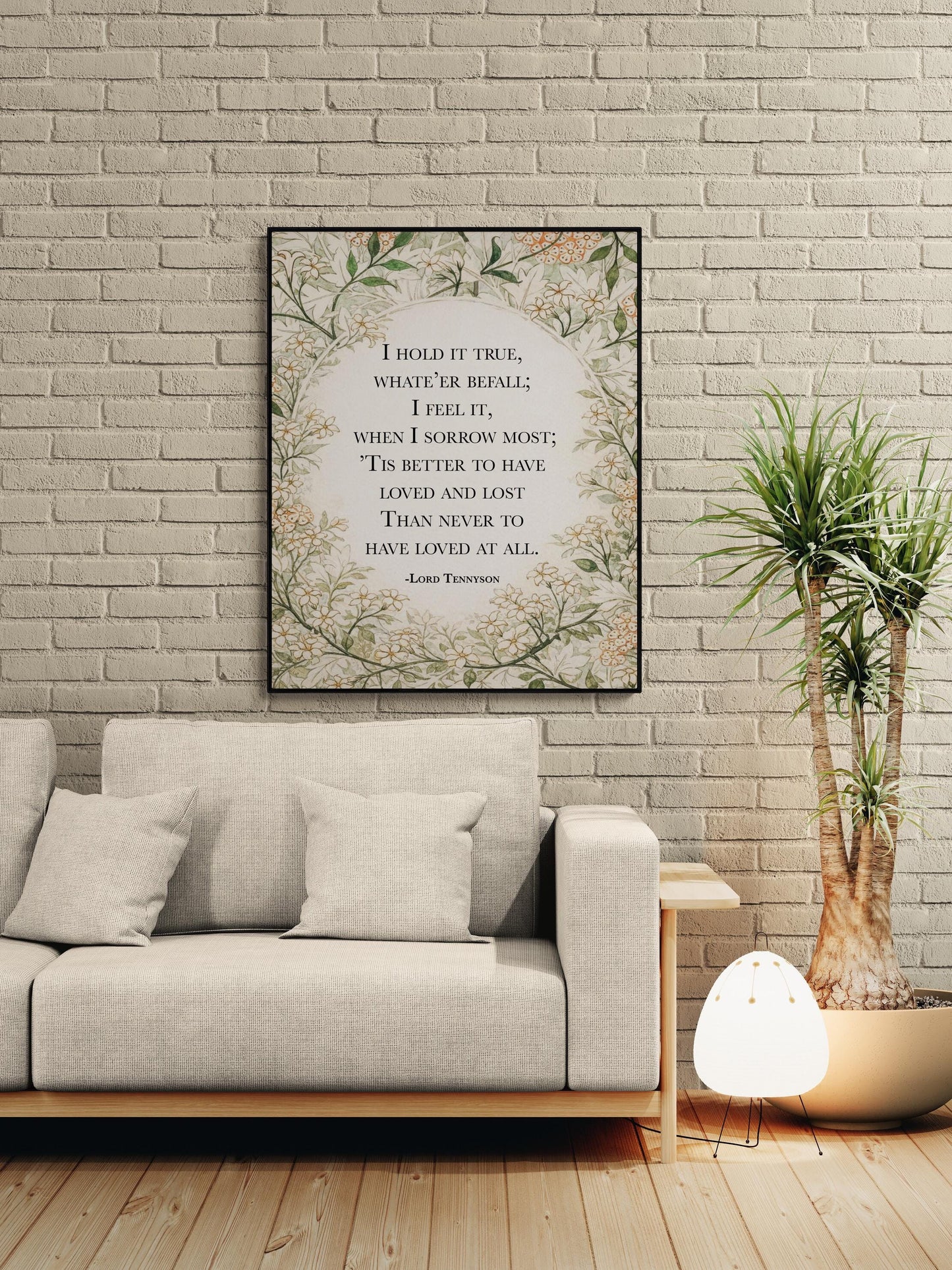 Remembrance Art Print | Lord Tennyson | Better To Have Loved And Lost | William Morris Home Decor | Floral Literary Poster
