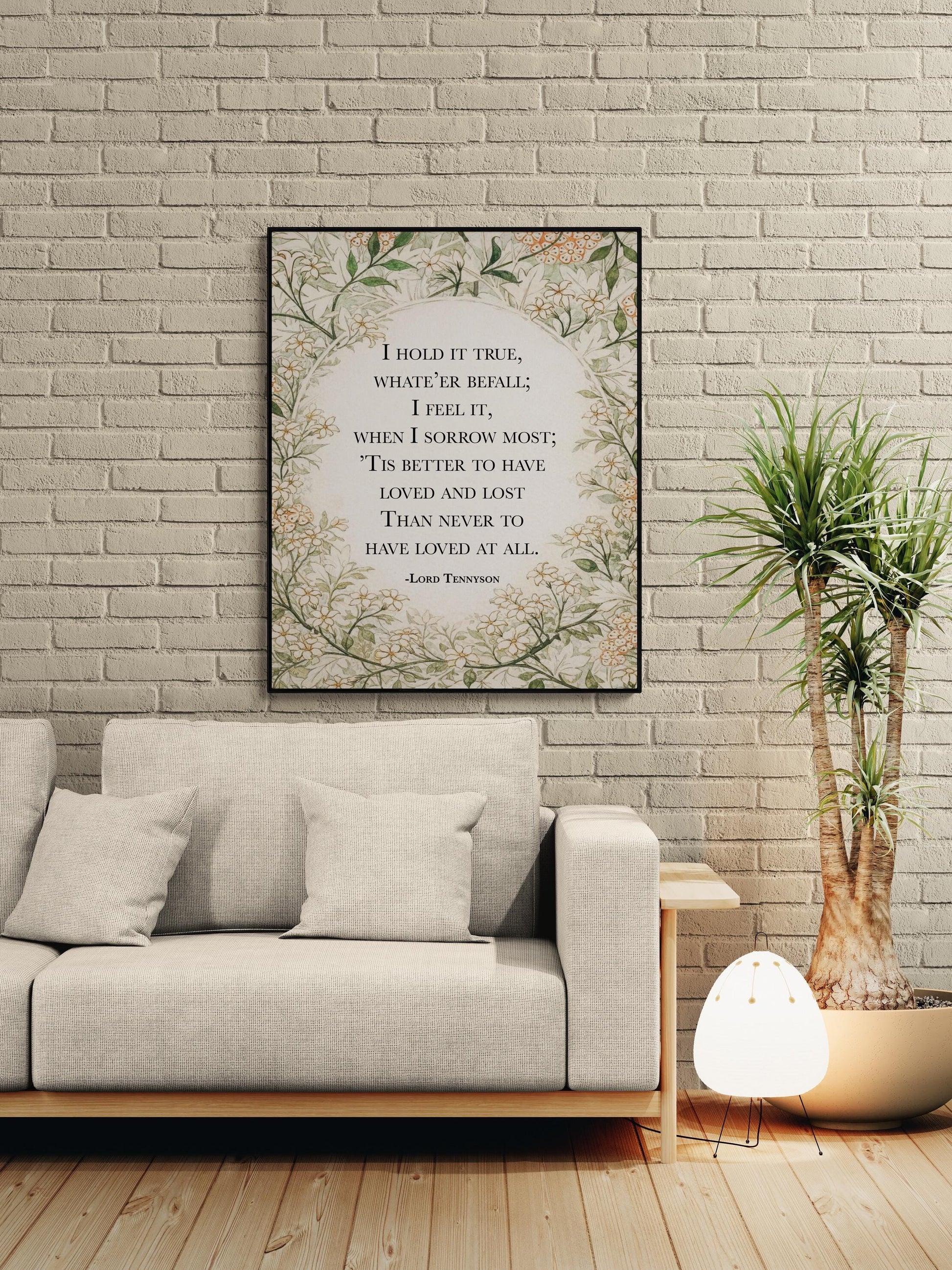 Remembrance Art Print | Lord Tennyson | Better To Have Loved And Lost | William Morris Home Decor | Floral Literary Poster