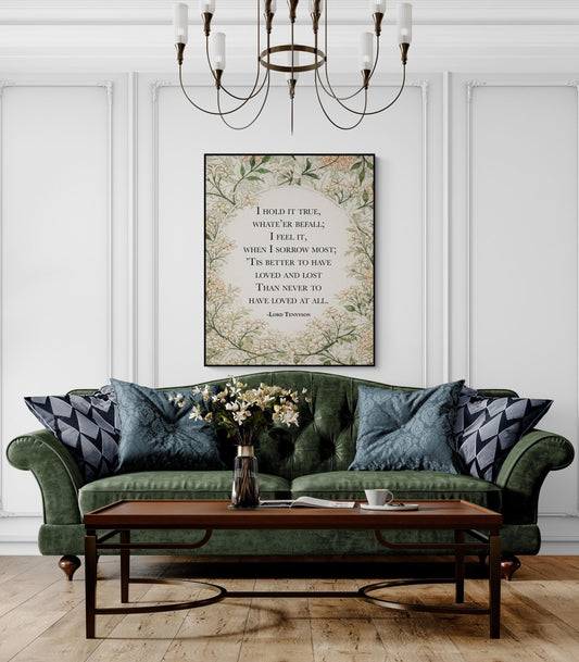 Remembrance Art Print | Lord Tennyson | Better To Have Loved And Lost | William Morris Home Decor | Floral Literary Poster