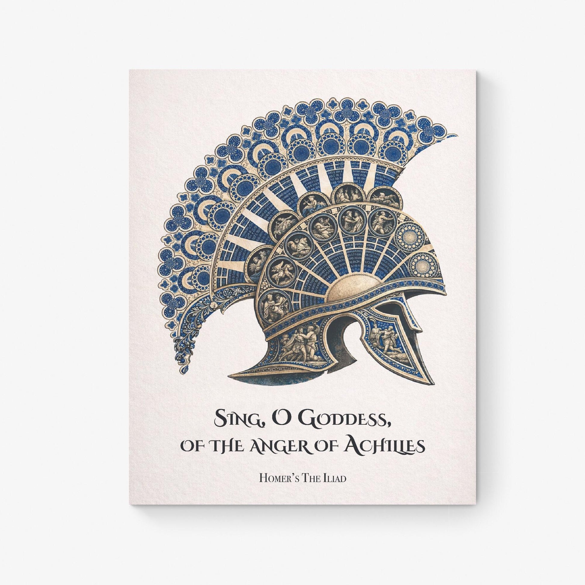 Iliad Art Print | Sing O Goddess The Anger Of Achilles | Homer Poem | Ancient Greek Helmet | Literary Home Decor | Classical Poster