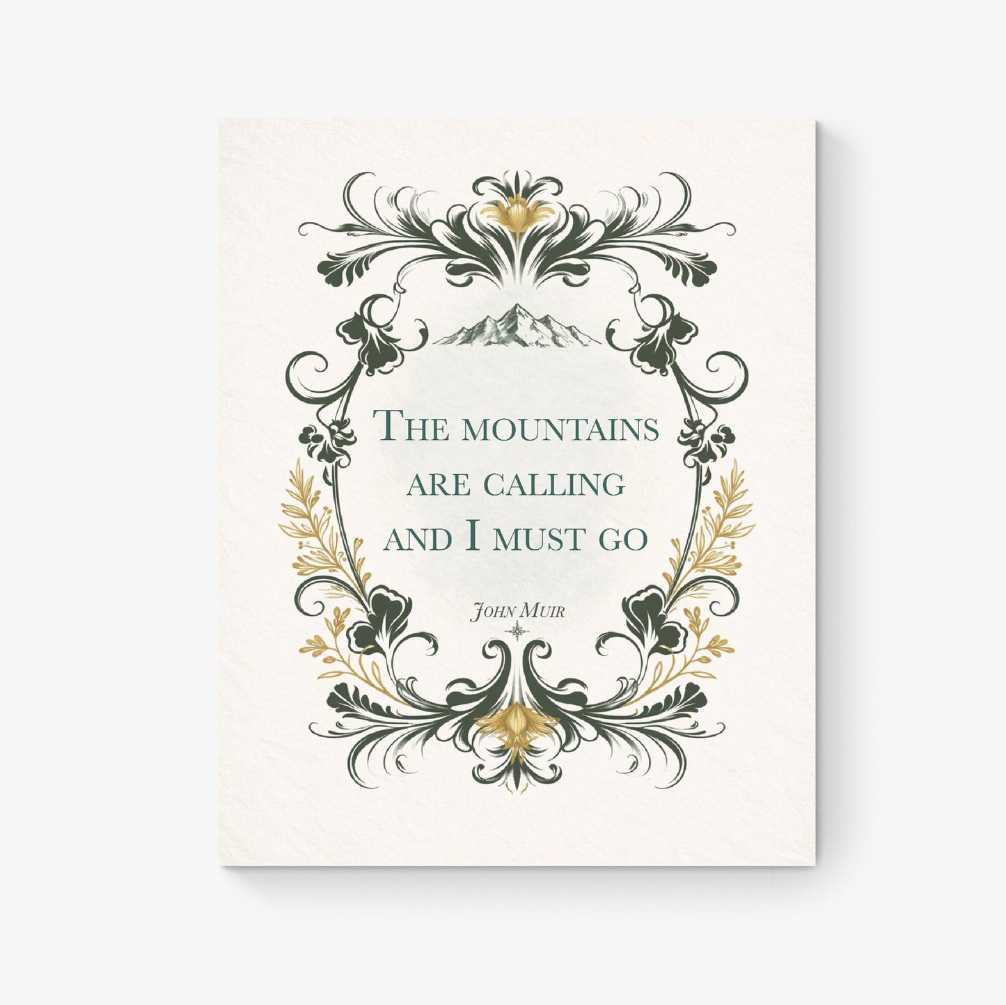 John Muir Quote Art Print | Mountains Are Calling | Nature Home Decor | Floral Wall Poster