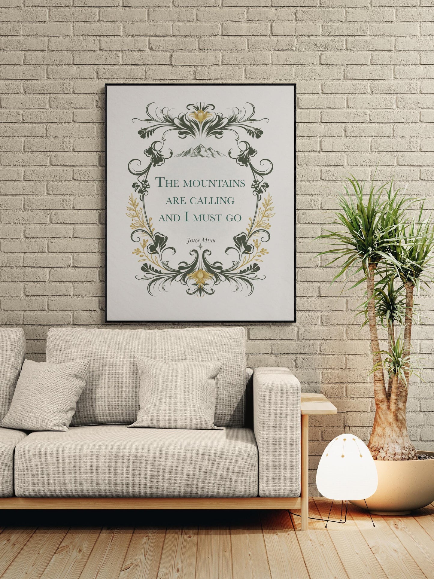 John Muir Quote Art Print | Mountains Are Calling | Nature Home Decor | Floral Wall Poster
