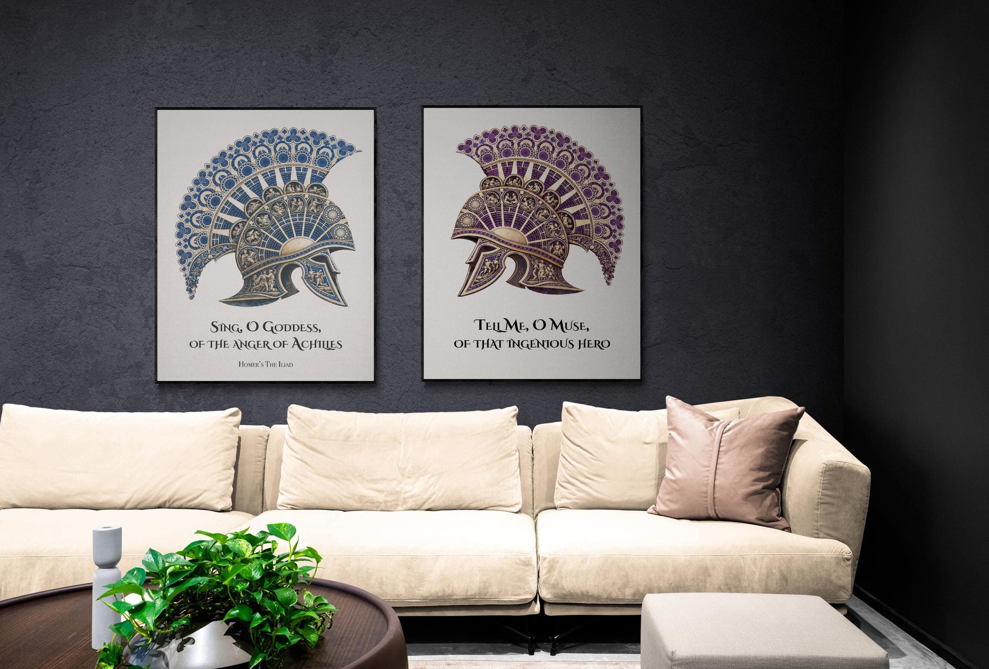 Iliad And Odyssey Art Print | Sing O Goddess | Tell Me O Muse | Homer Poem | Literary Home Decor | Classical Set of 2 Posters