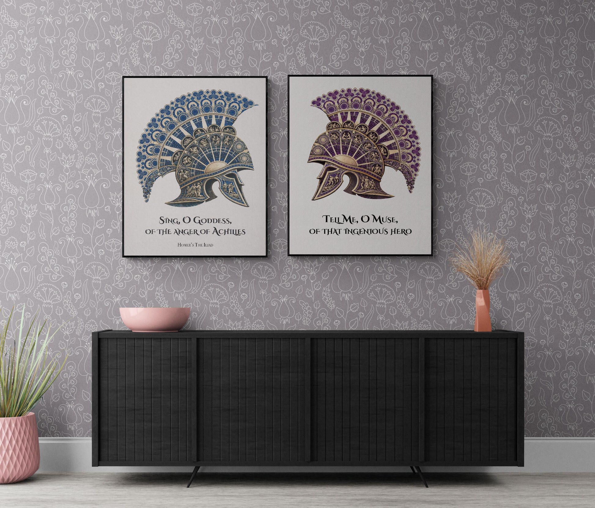 Iliad And Odyssey Art Print | Sing O Goddess | Tell Me O Muse | Homer Poem | Literary Home Decor | Classical Set of 2 Posters