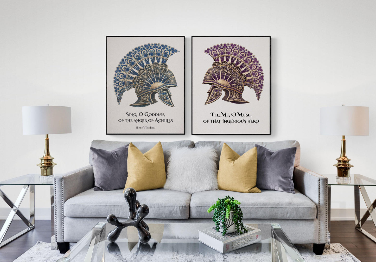 Iliad And Odyssey Art Print | Sing O Goddess | Tell Me O Muse | Homer Poem | Literary Home Decor | Classical Set of 2 Posters