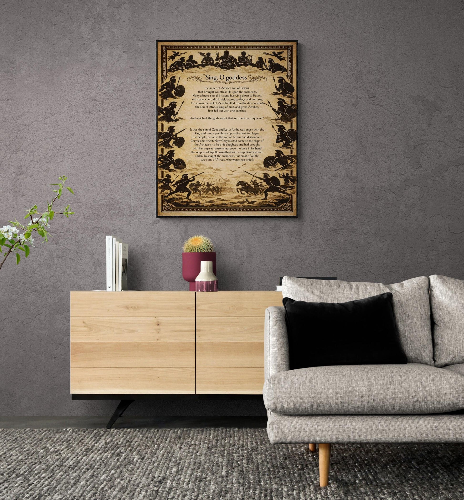 Iliad Art Print | Sing O Goddess The Anger Of Achilles | Homer Poem | Ancient Greece | Literary Home Decor | Poster