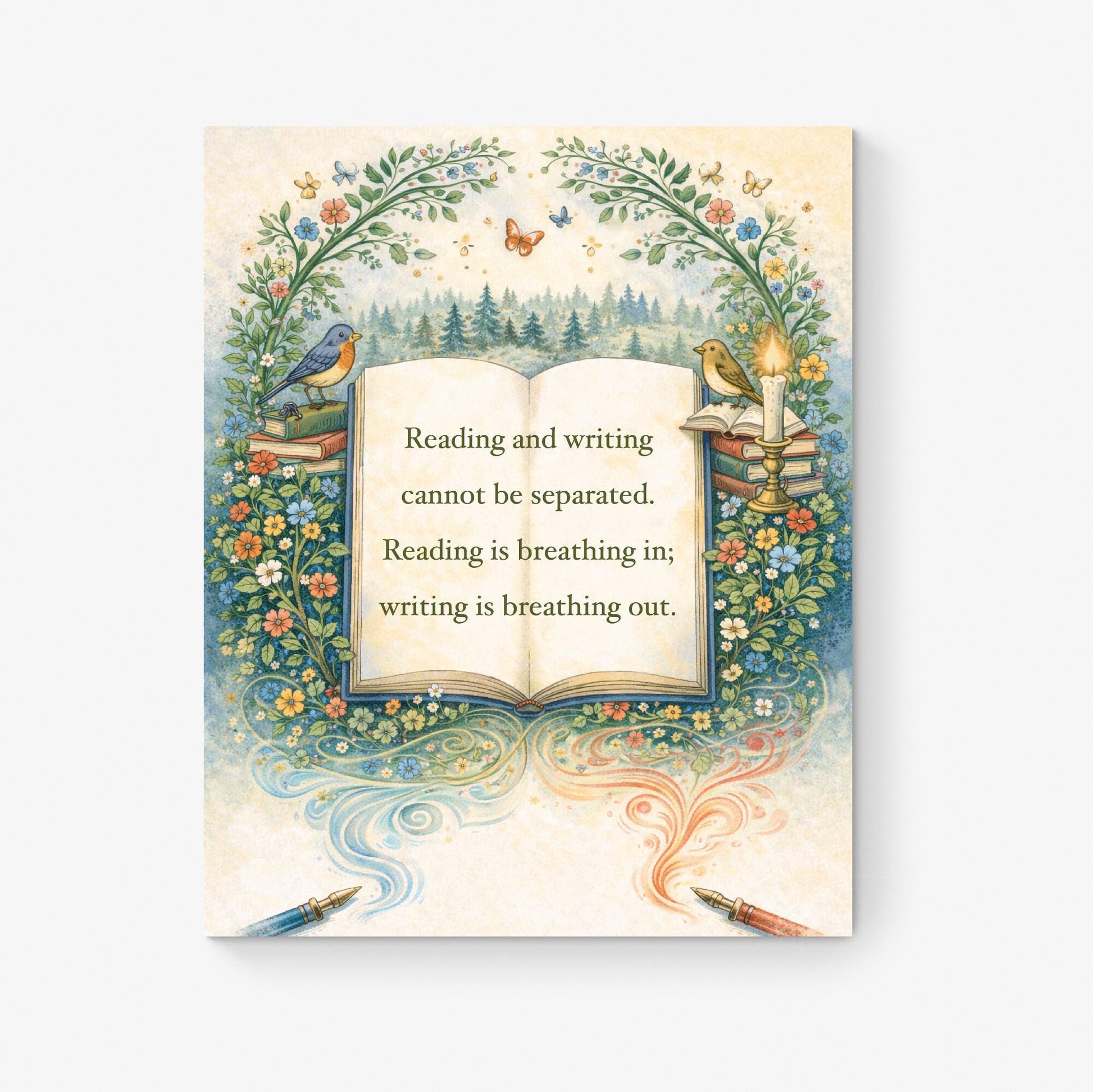 Reading & Writing Art Print | Home Decor | Educational | Literary | Inspirational | Learning Poster