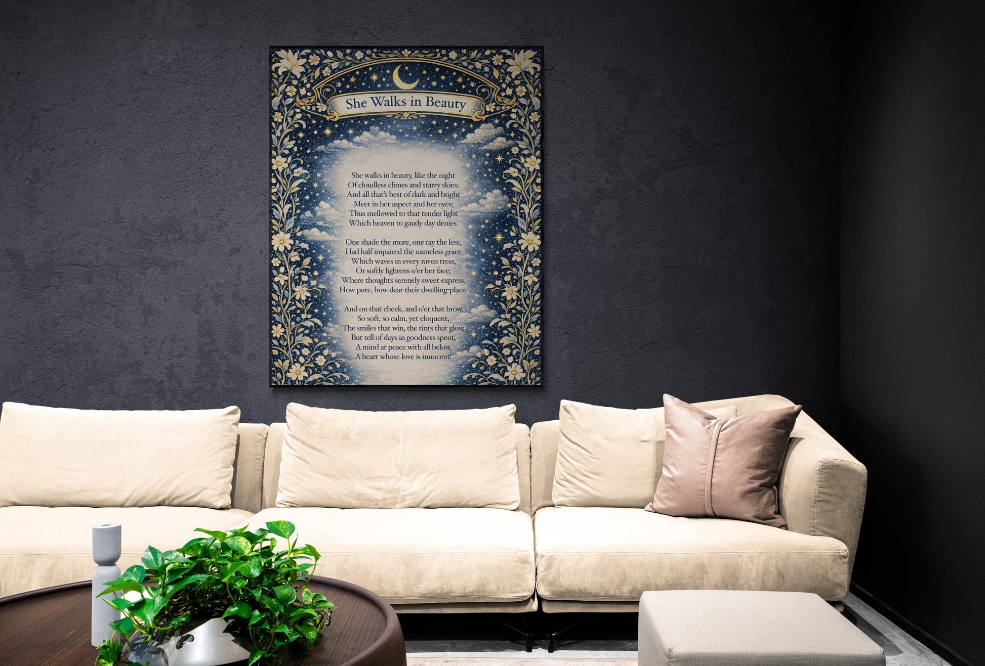She Walks In Beauty Art Print | Home Decor | Lord Byron | Literary | Poetry | Wall Poster
