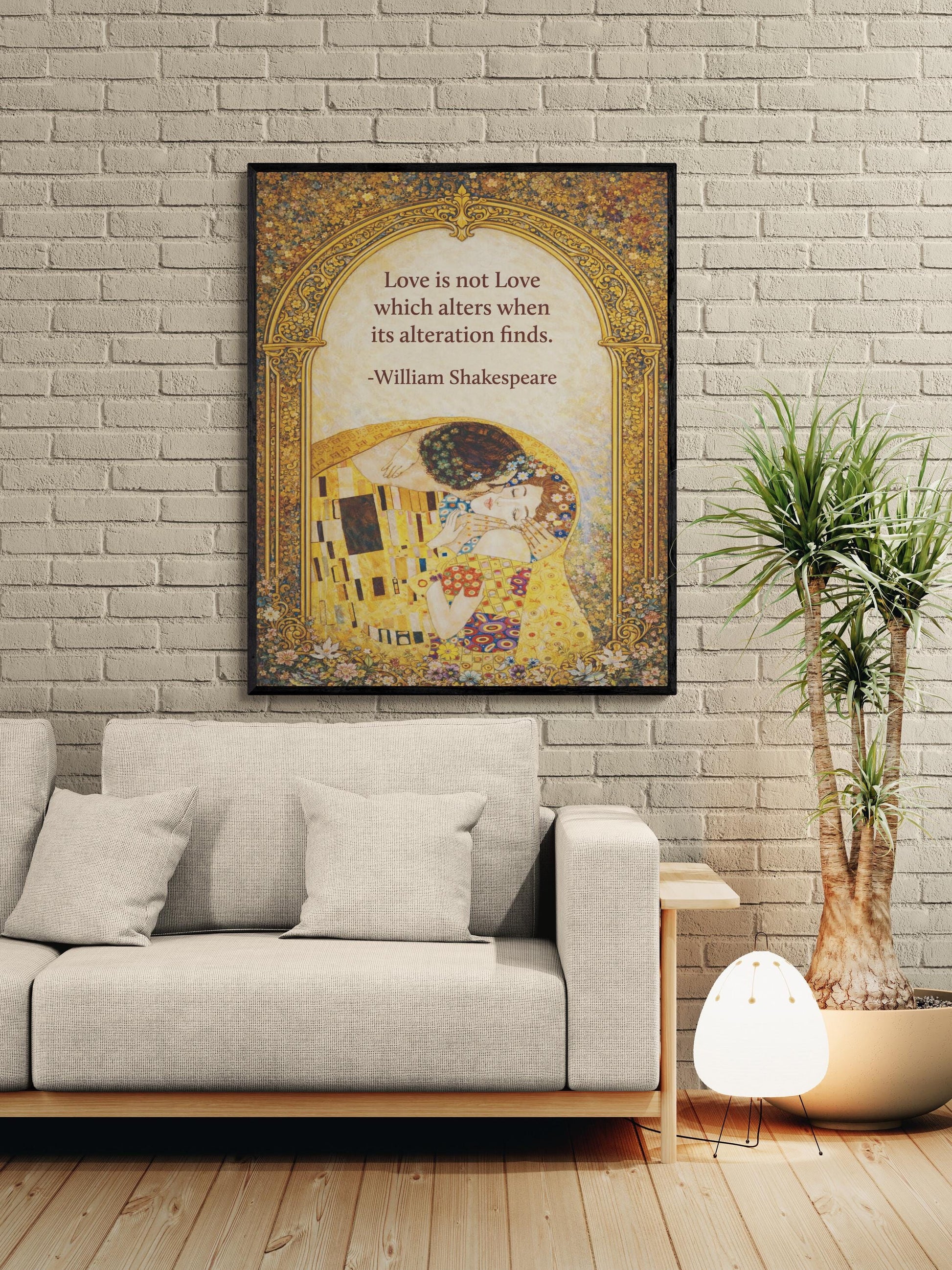 Shakespeare Love Quote Art Print | Romantic Klimt Kiss | Classic Literary Wall Artwork | Home Decor | Poster
