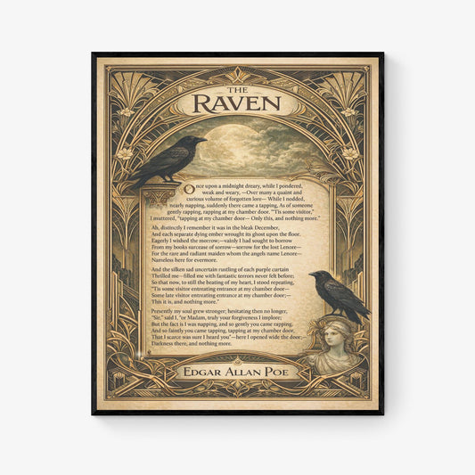 Edgar Allan Raven Art Print | American Gothic Poetry | Literary | Home Decor | Classic Poem Poster
