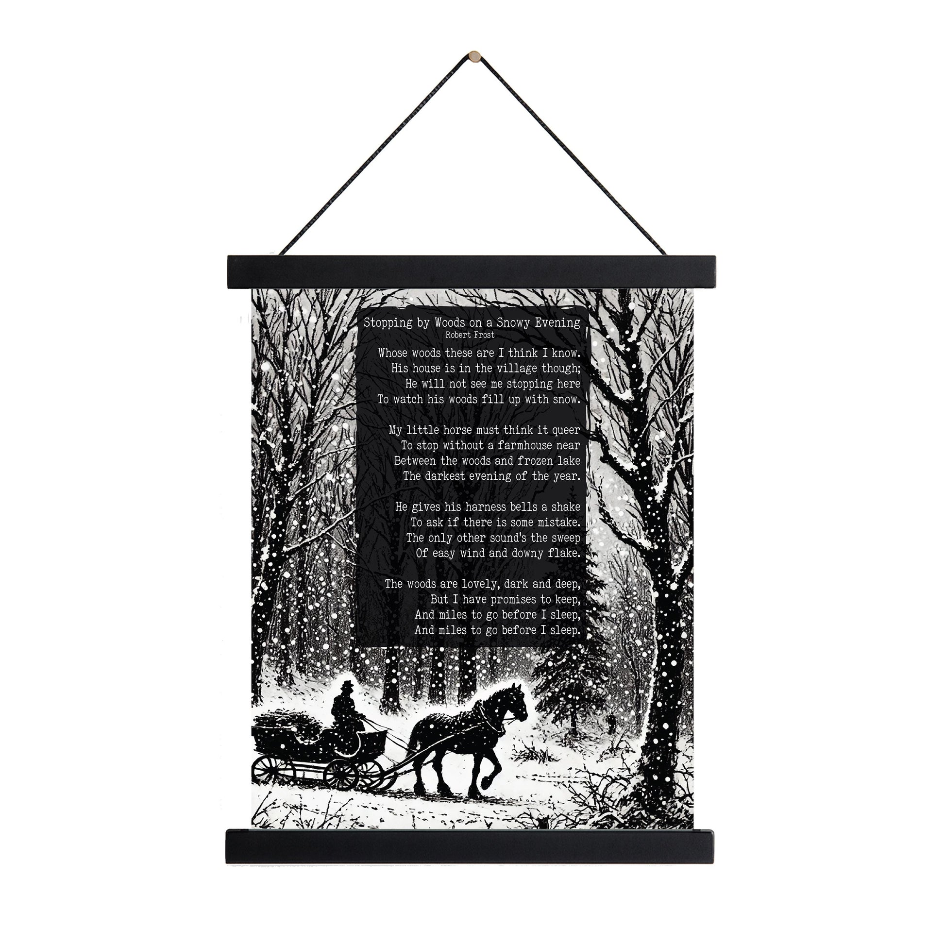 Robert Frost Quote Art Print | Stopping by Woods On A Snowy Evening | Poetry | Literary Book | Inspirational | Motivational Sketch Poster