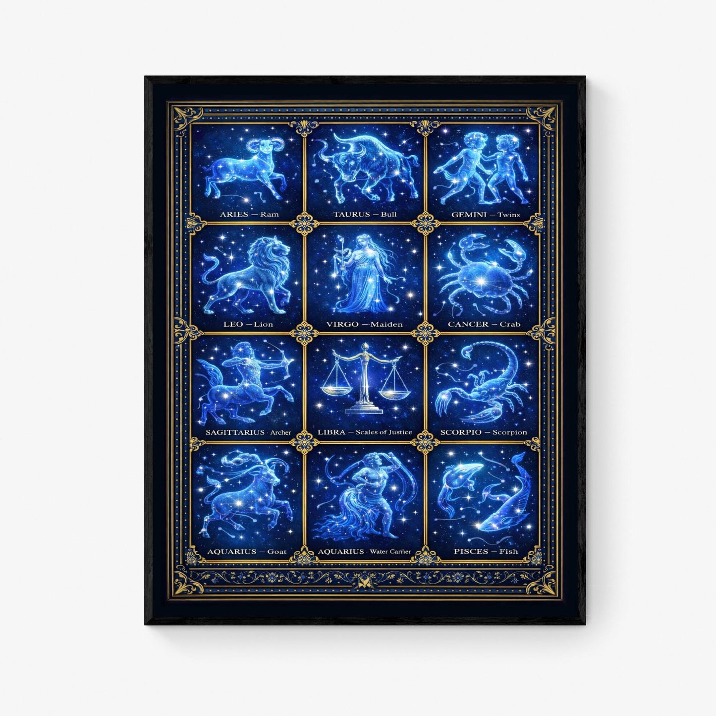 Zodiac Constellations Art Print | Astrology Home Decor | Inspirational | Space Astronomy | Poster