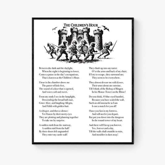 Henry Wadsworth Longfellow Quote Art Print | Children's Hour | Poem Sketch | Children Kids Parents | Inspirational | Home Decor | Poster
